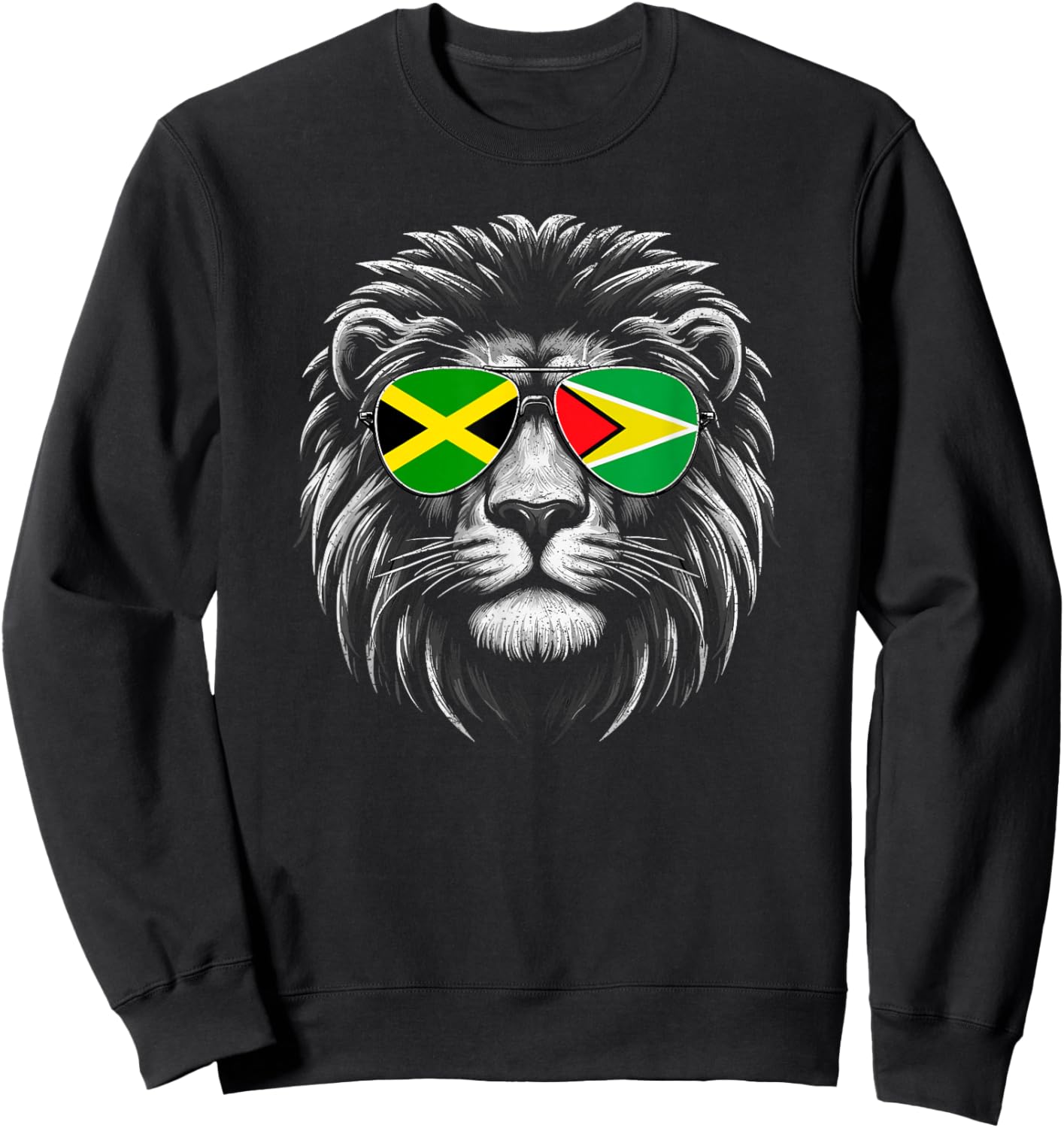 Jamaica Guyana Flag Guyanese Jamaican Lion Sweatshirt - Sweatshirt | Black