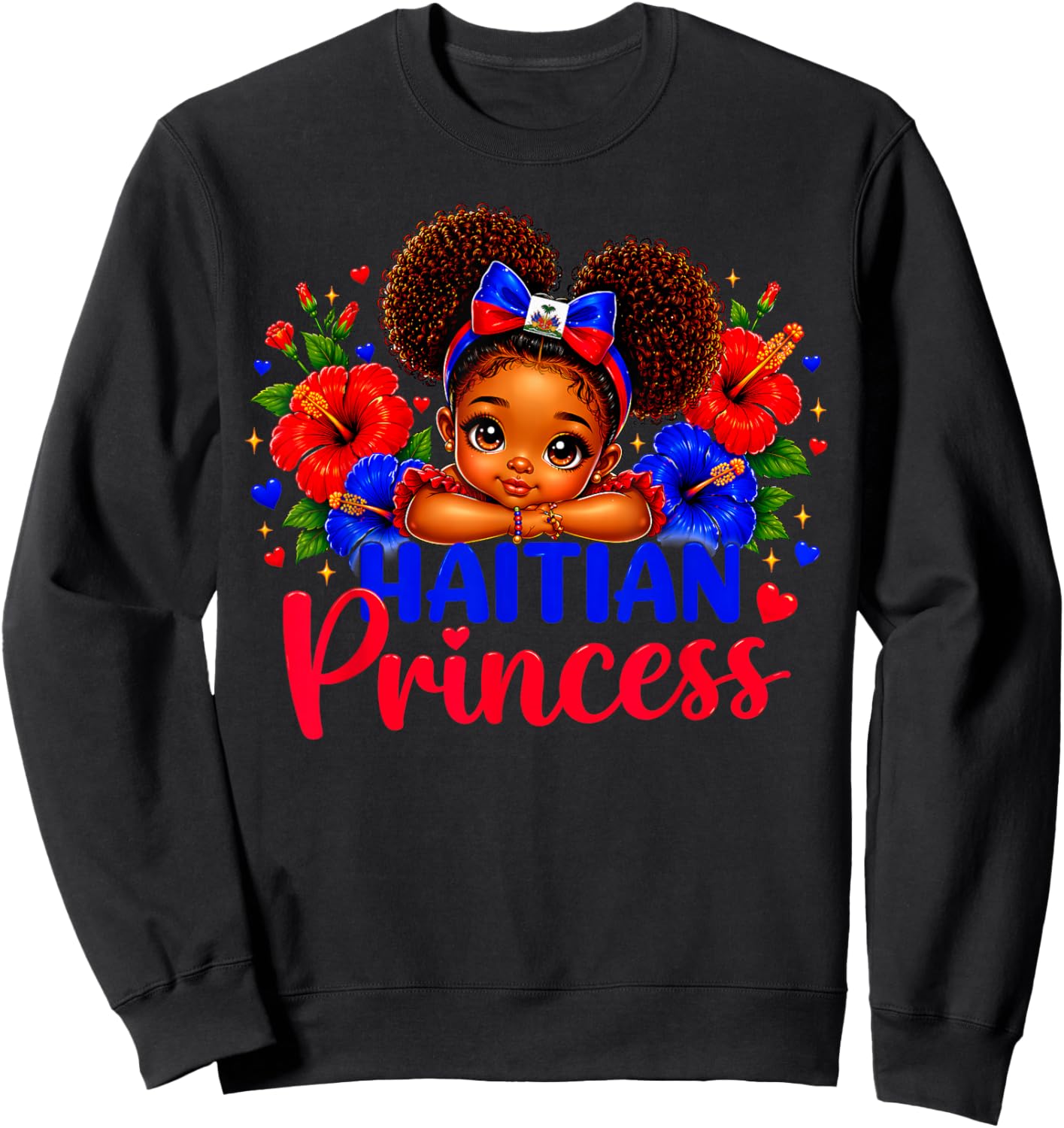 Haitian Princess Haiti Flag Melanin for Black Girls Kids Sweatshirt - Sweatshirt | Black