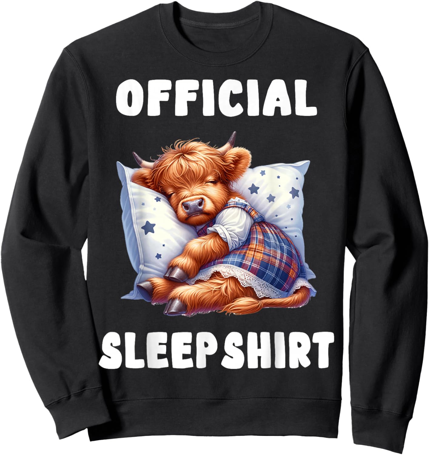 Highland_cow - Official Sleepshirt Pajamas Nightgown Sweatshirt - Sweatshirt | Black