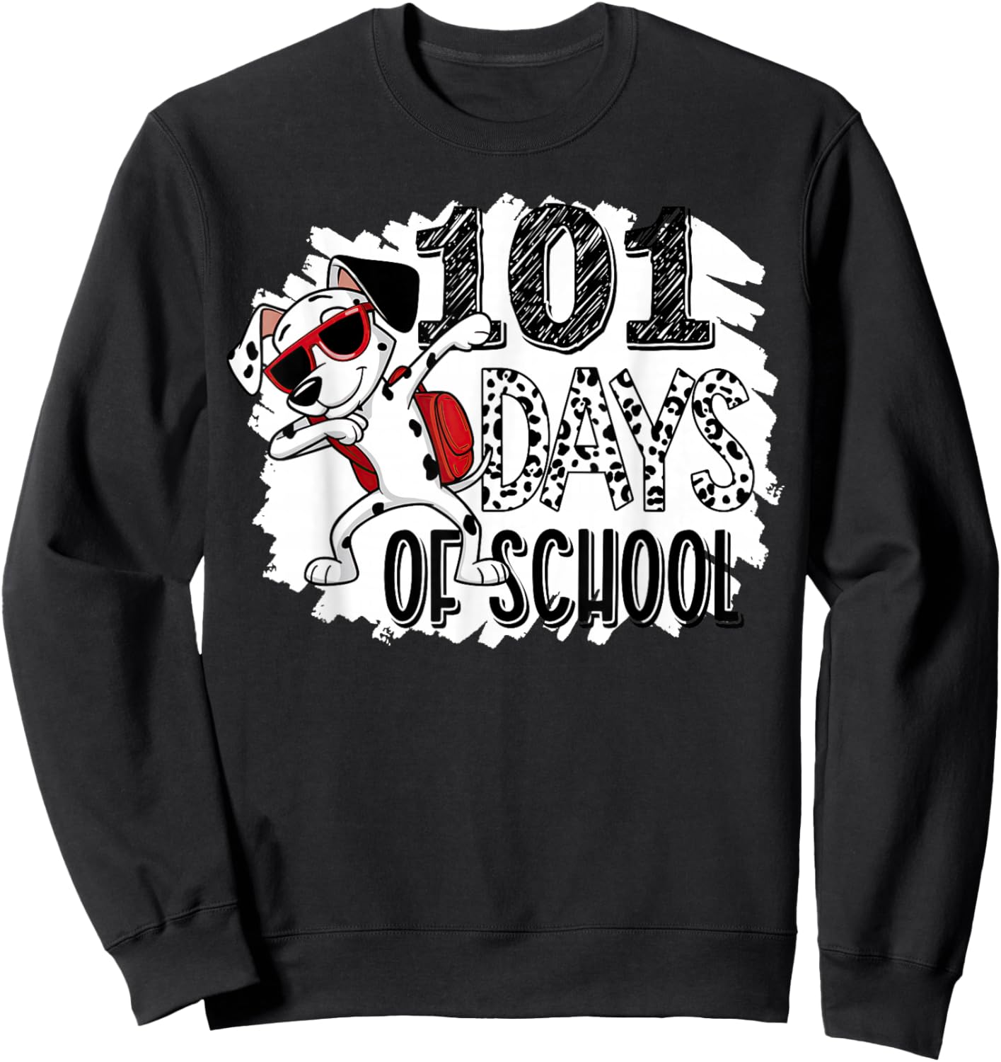 100 Days Of School Dabbing Dalmatian Dog 100th Day Of School Sweatshirt - Sweatshirt | Black