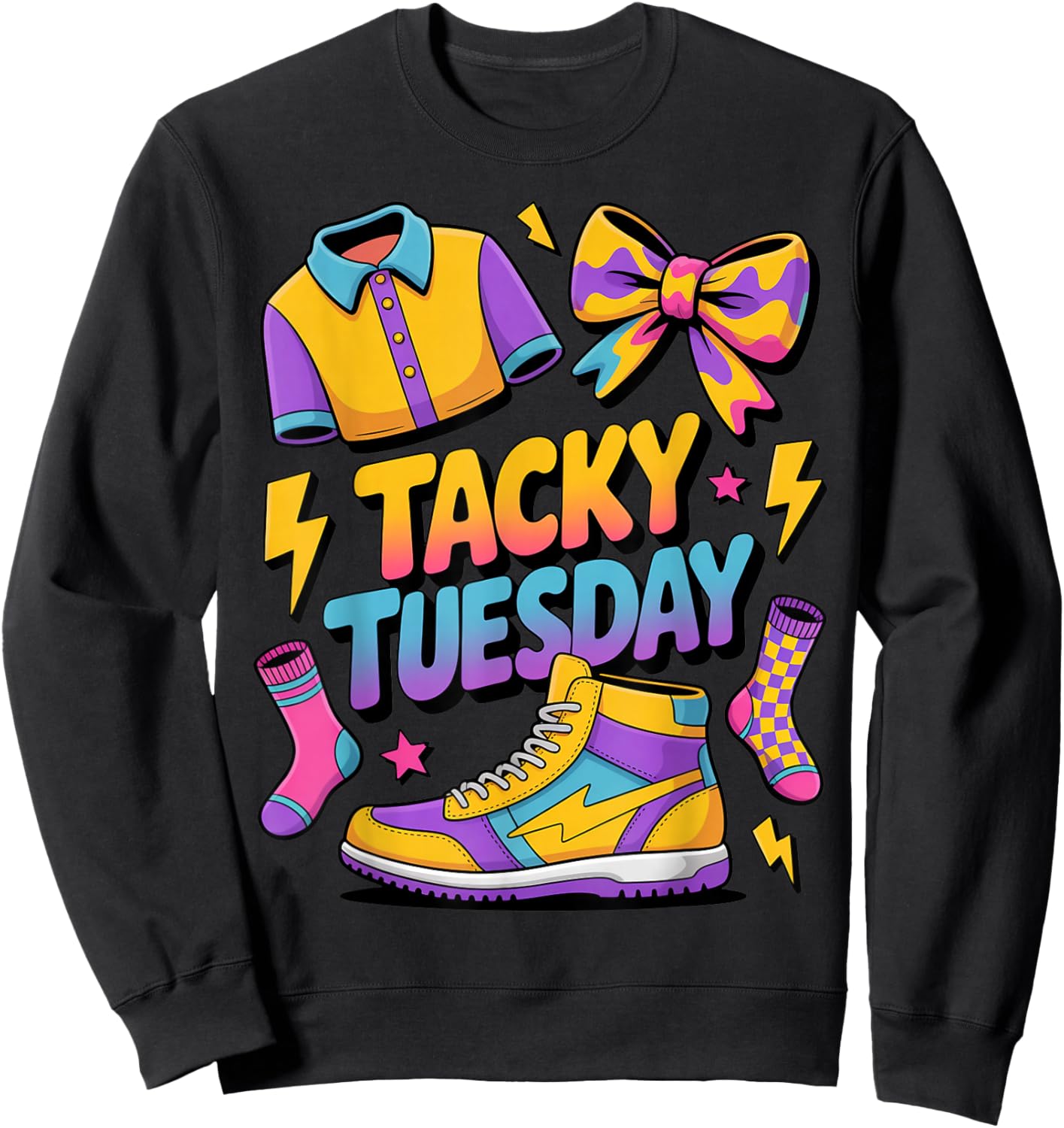 Tacky Tuesday Summer Wacky Mismatch Day Tacky Day Sweatshirt - Sweatshirt | Black