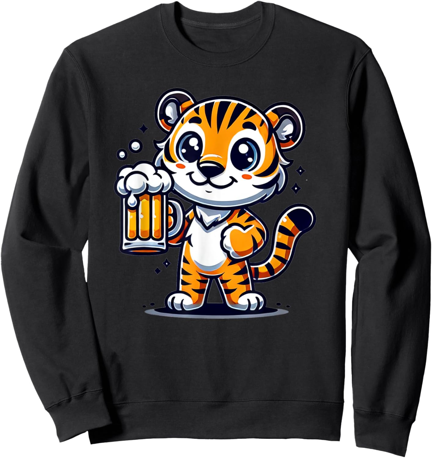 Cute Tiger Drinking Beer Sweatshirt - Sweatshirt | Black
