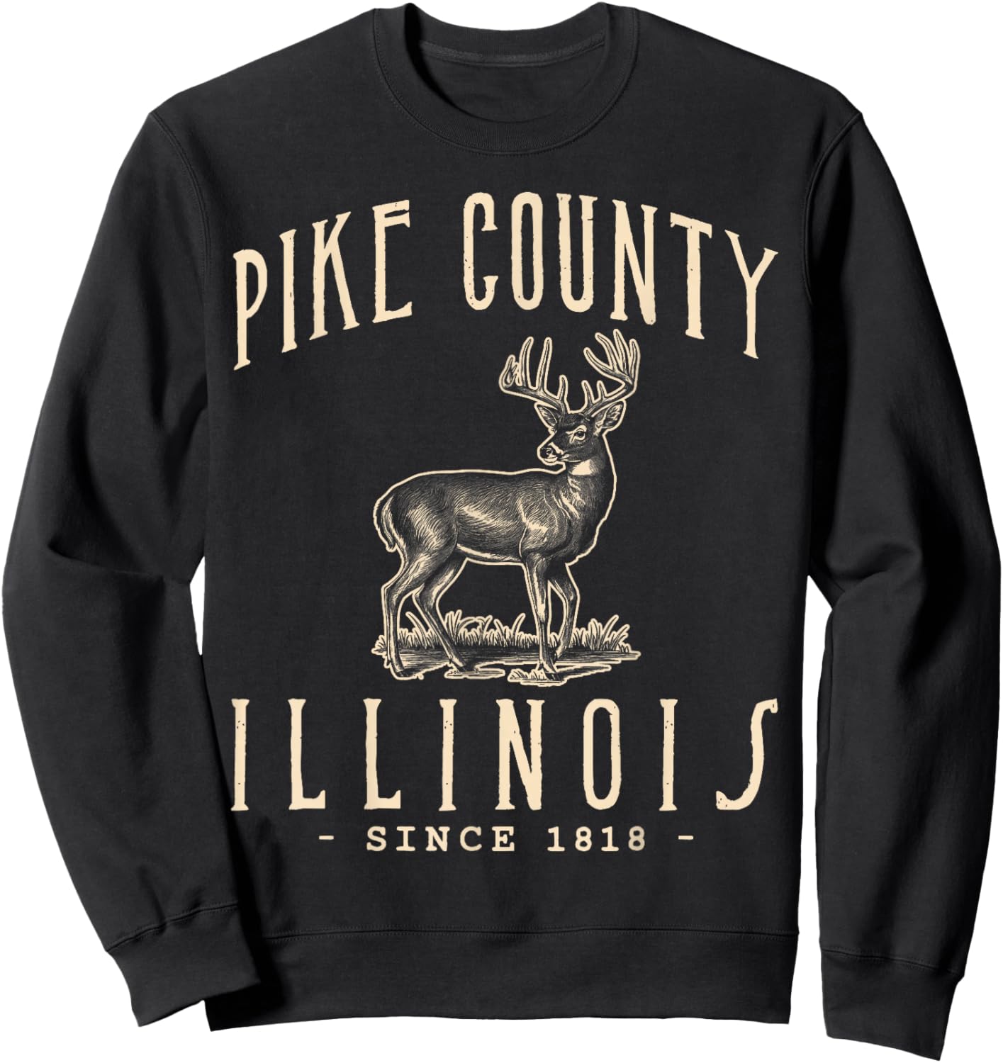 Pike County. White-tailed Deer Hunting in Illinois Sweatshirt - Sweatshirt | Black