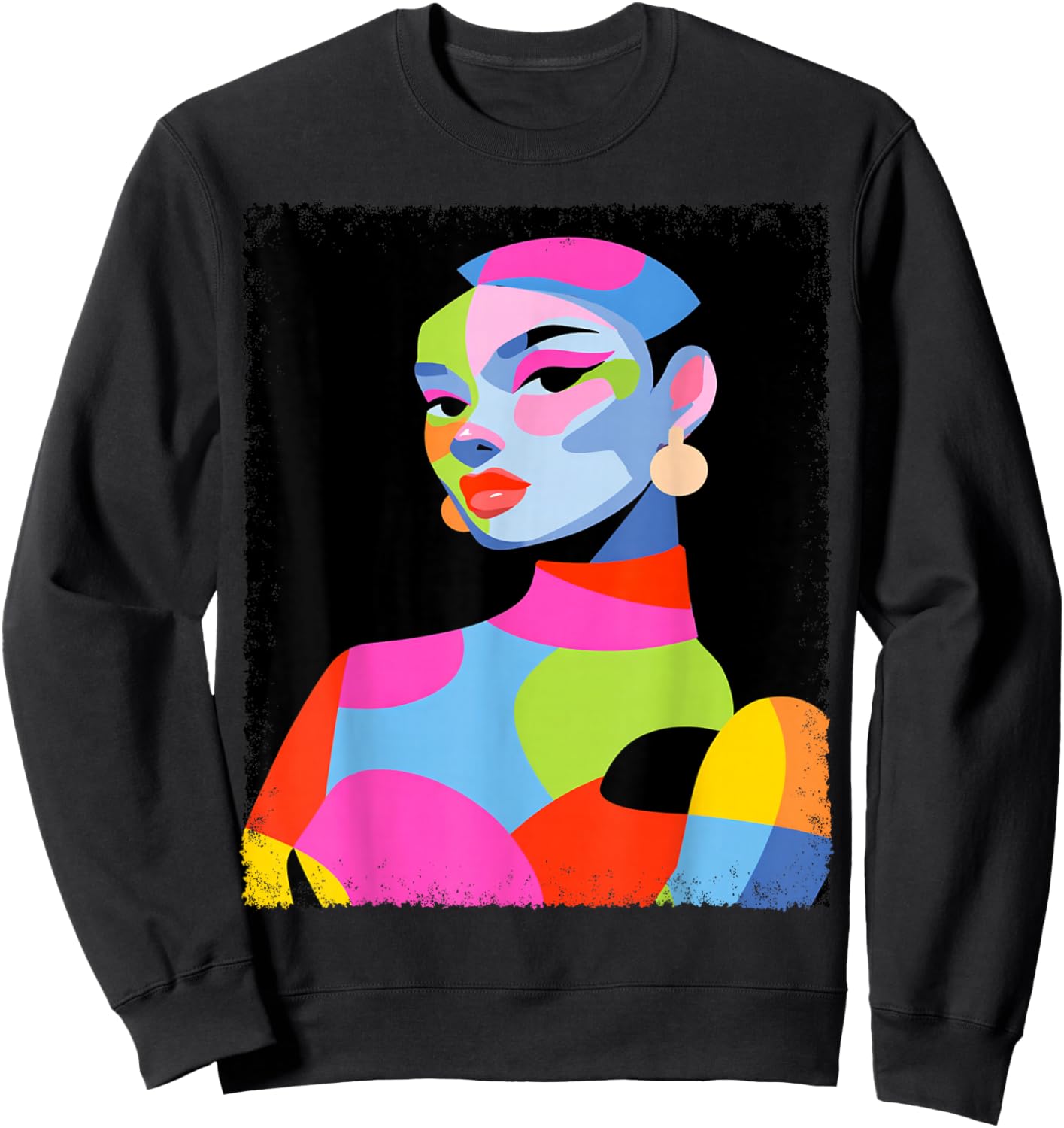 Feminine Women's Abstract Fashion Designer Sweatshirt - Sweatshirt | Black
