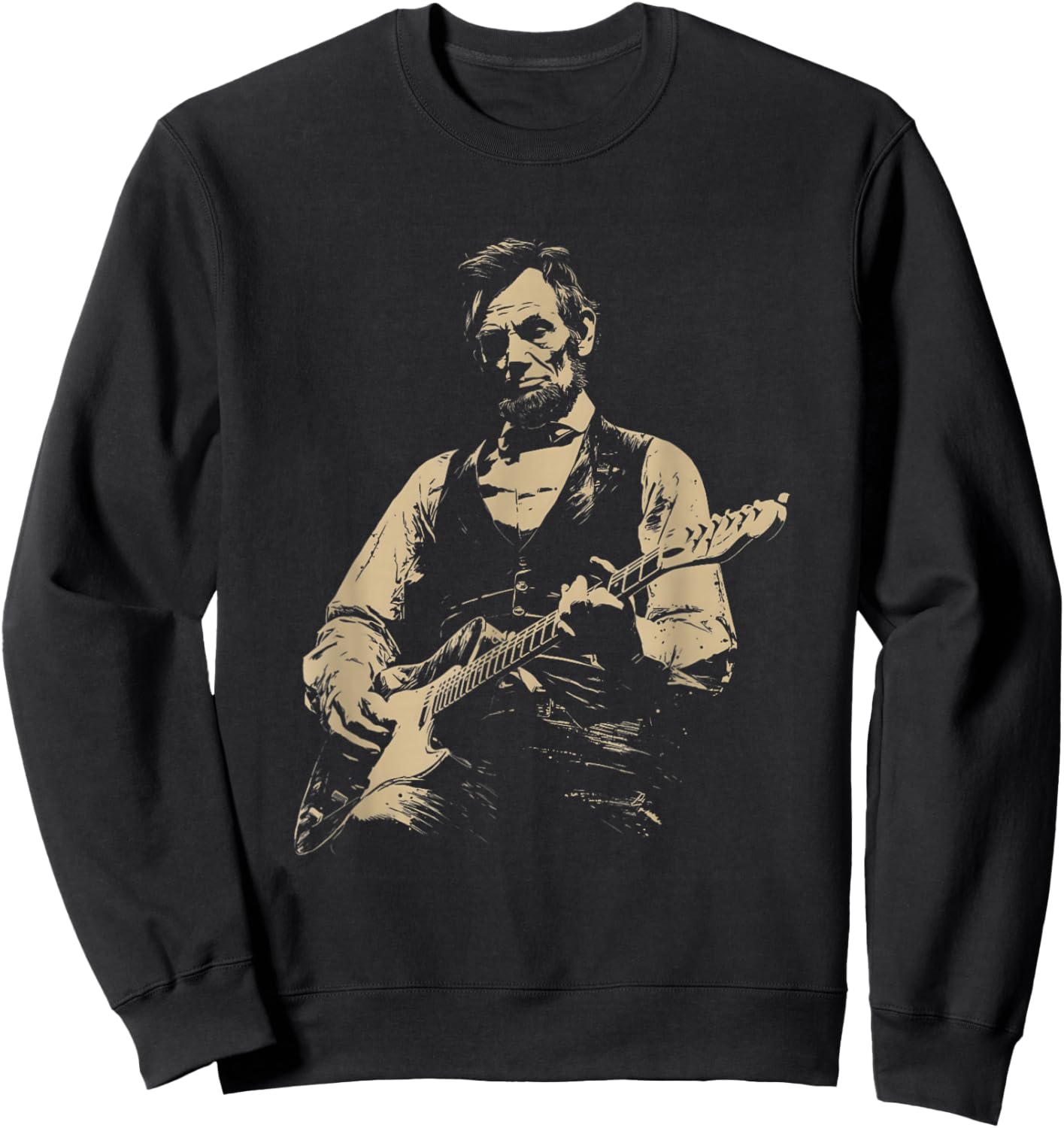 abe Lincoln Playing Guitar 4th July Lincoln Guitar Sweatshirt - Sweatshirt | Black
