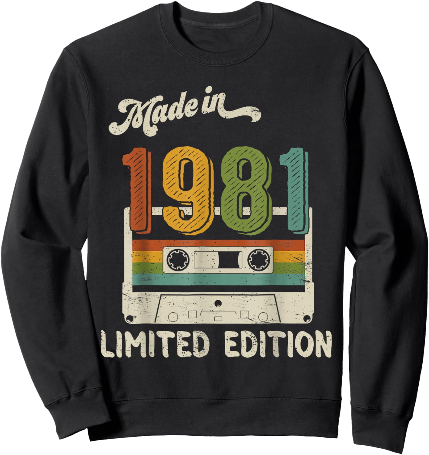 Made In 1981 Limited Edition Retro Cassette 44th Birthday Sweatshirt - Sweatshirt | Black