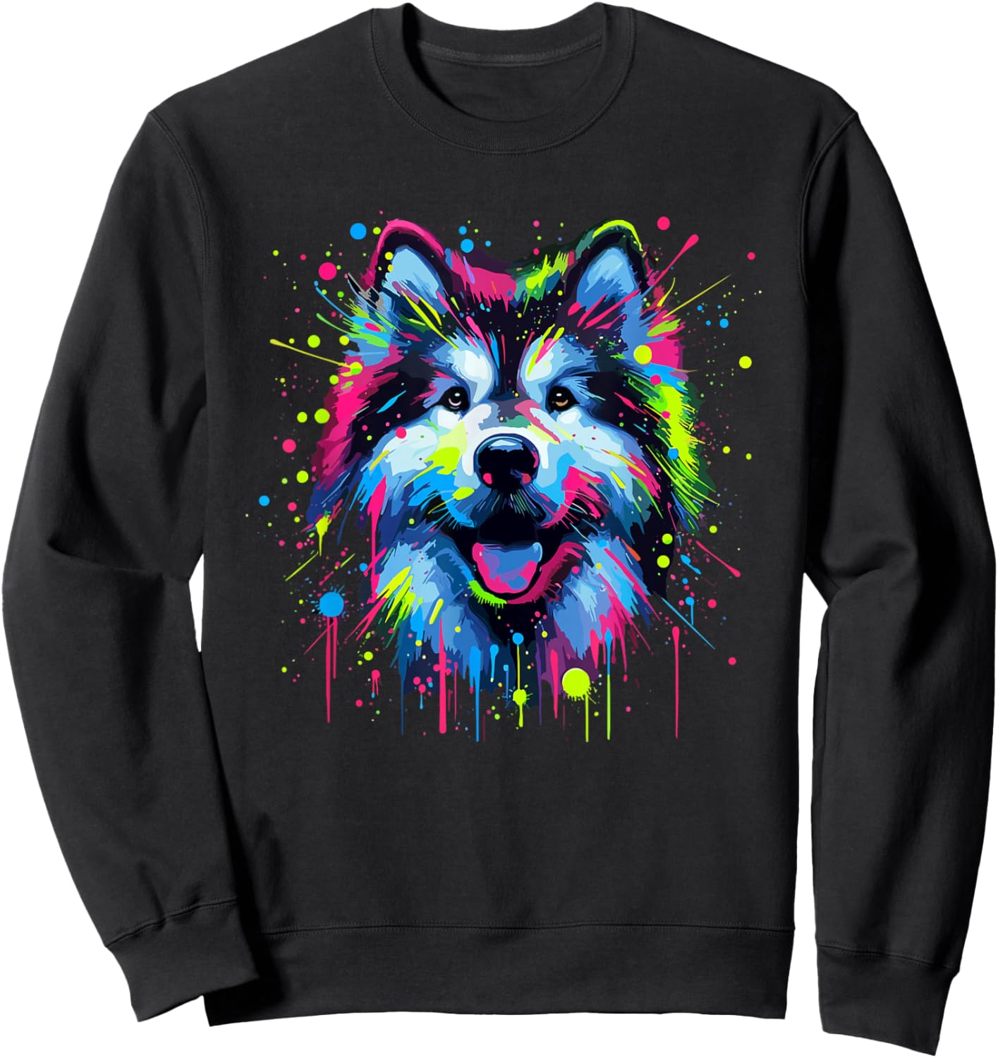 Splash Art Alaskan Malamute Malamutes Sweatshirt - Sweatshirt | Black