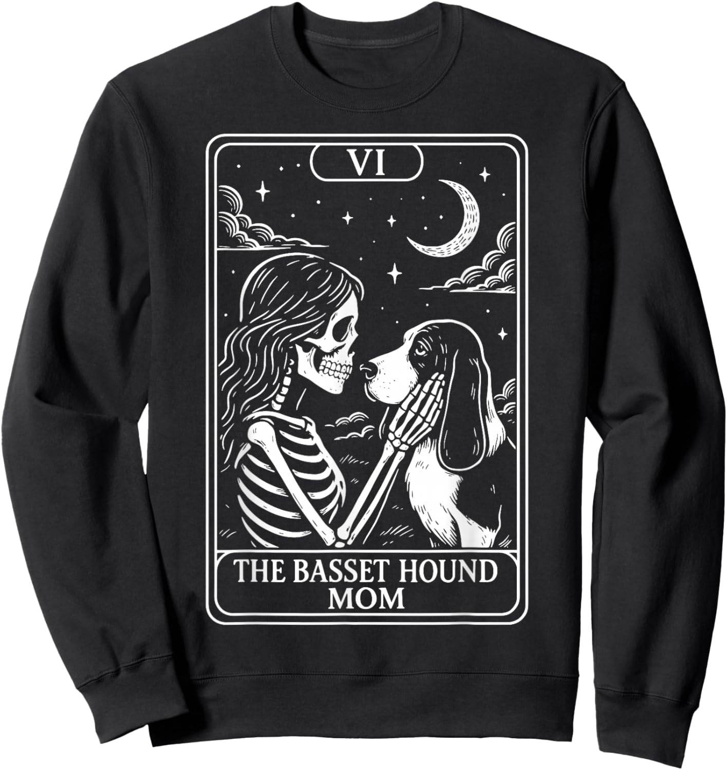 The Basset Hound Mom Tarot Card Sweatshirt - Sweatshirt | Black