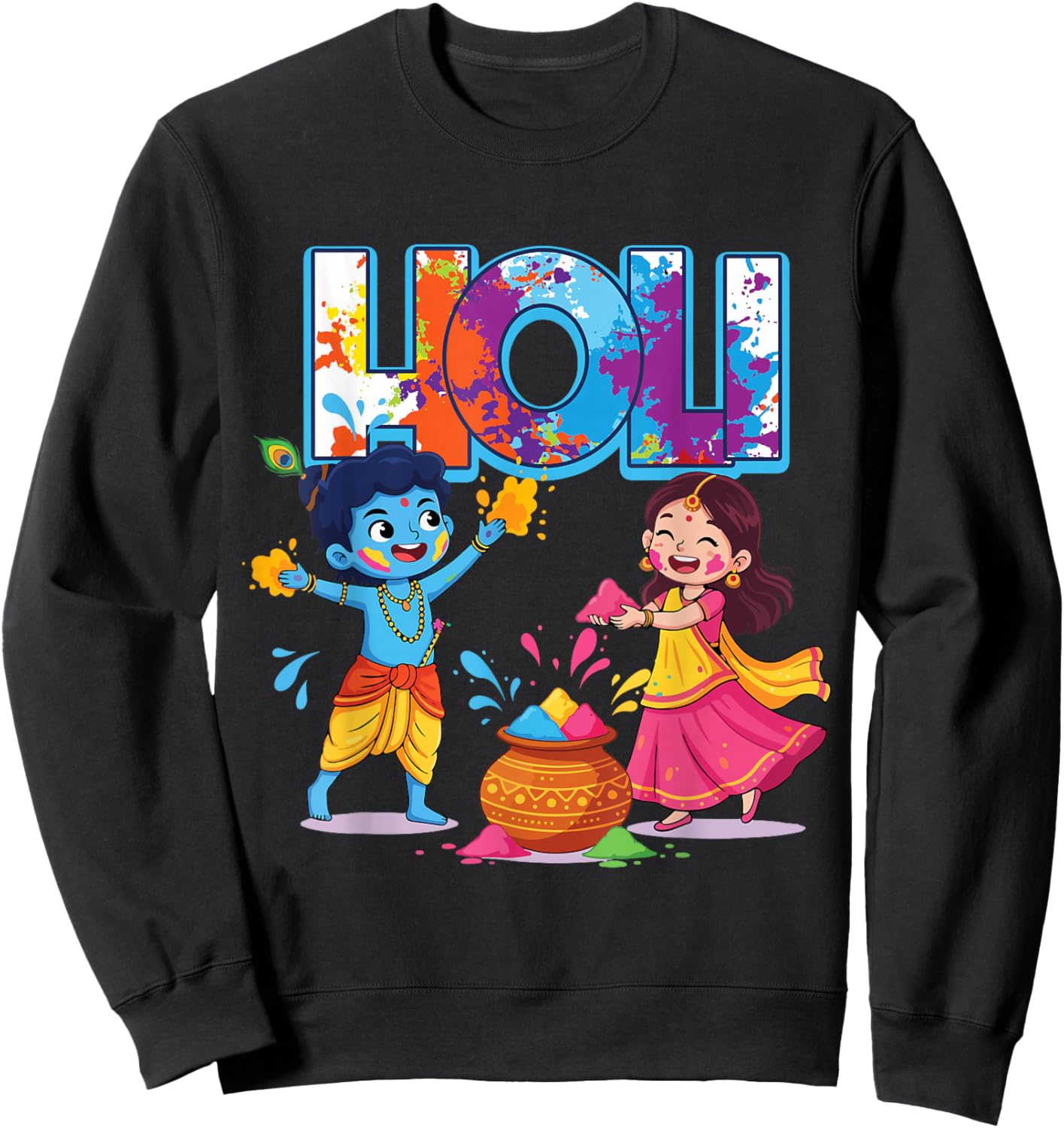 Holi Indian Hindu Spring Holi Festival of Colors Sweatshirt - Sweatshirt | Black
