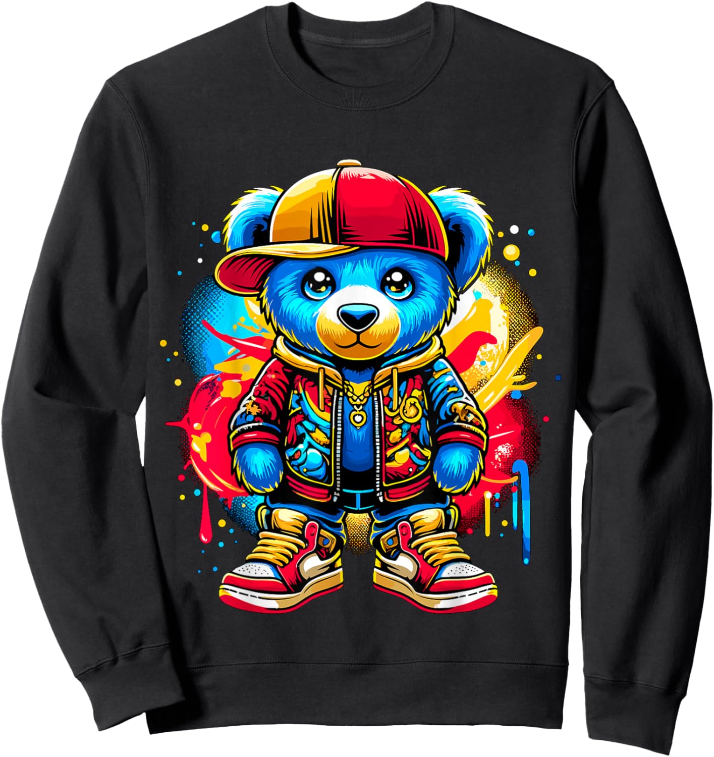 Hip Hop Teddy Bear Cool Sweatshirt - Sweatshirt | Black