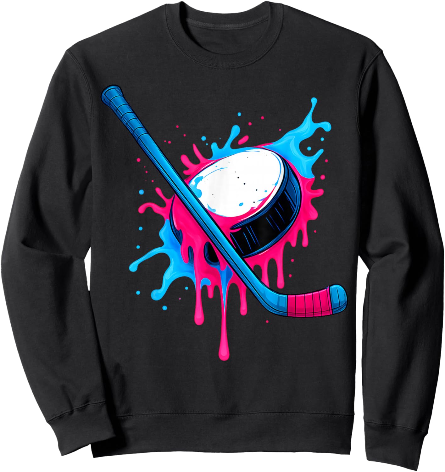 Hockey Stick and Puck Ice Cream Drip Boys Sweatshirt - Sweatshirt | Black