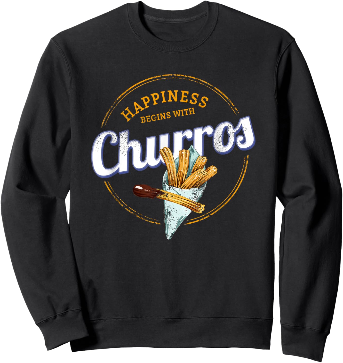 Churros Snack Vintage Dessert Retro Street Food Souvenir Sweatshirt - Sweatshirt | Black