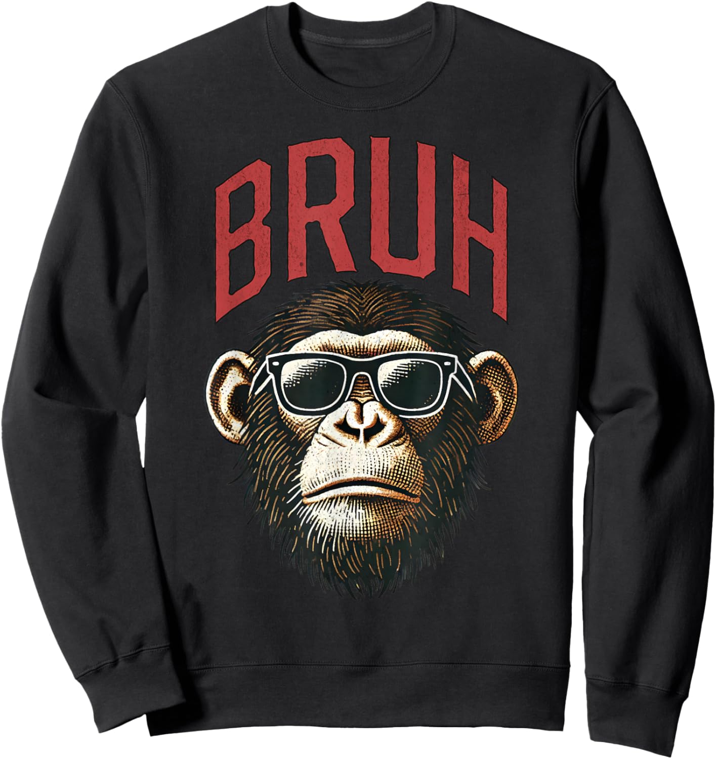 Vintage Style Bruh Chimpanzee Funny Boys Kids Teen Sayings Sweatshirt - Sweatshirt | Black