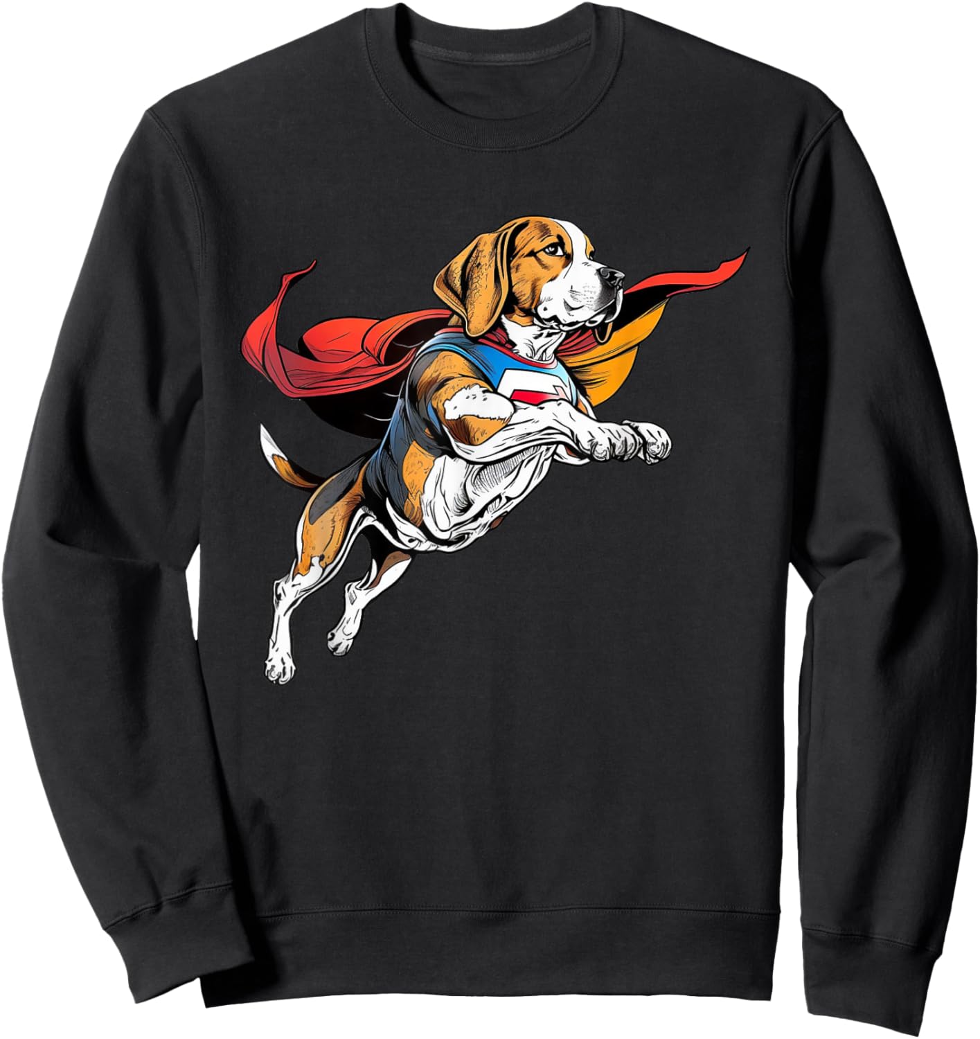 Superhero Beagle Red Cape Super Hero Dog Sweatshirt - Sweatshirt | Black