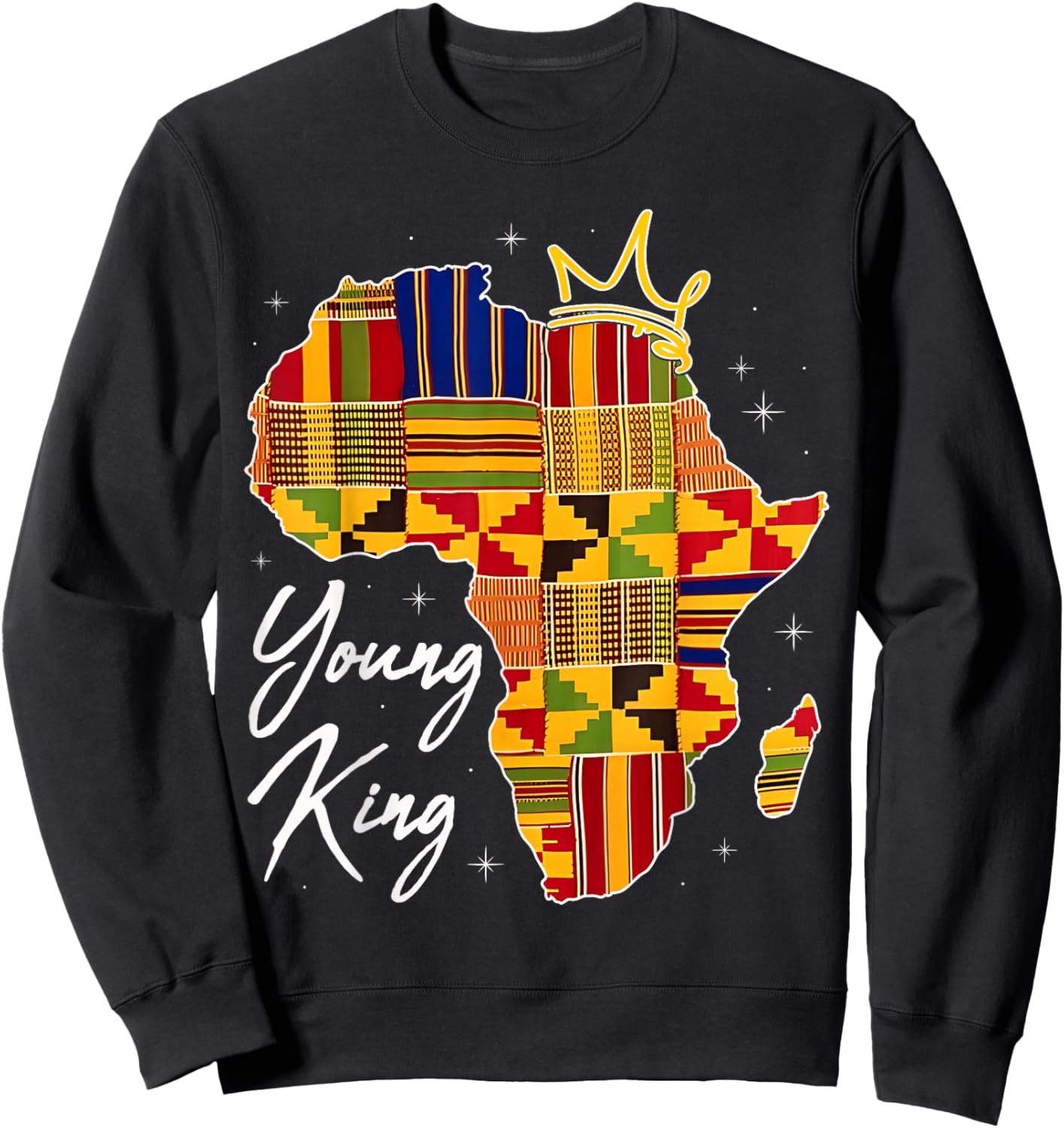 Young King Art African Print Kente Cloth Boys Toddlers Sweatshirt - Sweatshirt | Black