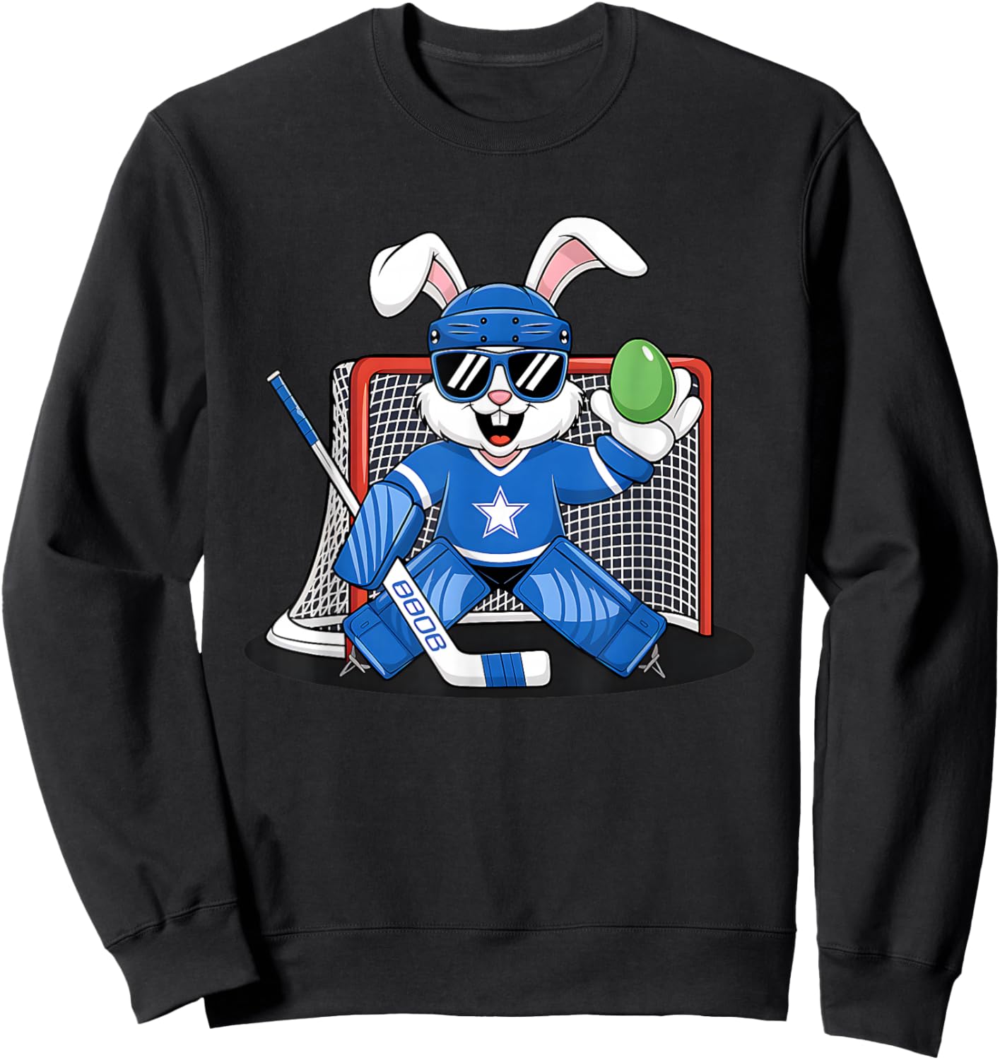 Easter Bunny Ice Hockey Goalie Men Boys Kids Toddler Sweatshirt - Sweatshirt | Black