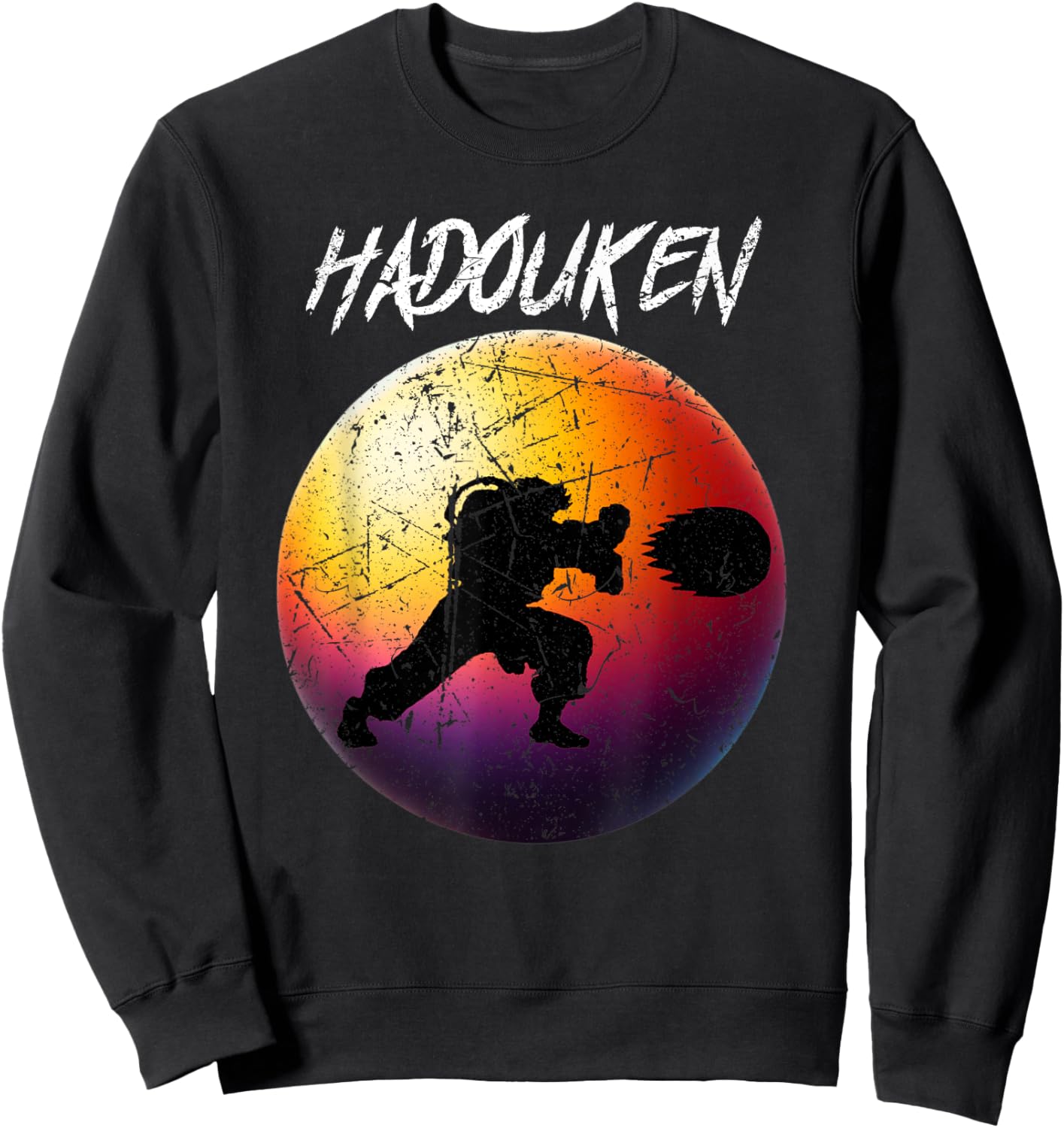Retro Vintage Hadouken Fighter Sweatshirt - Sweatshirt | Black
