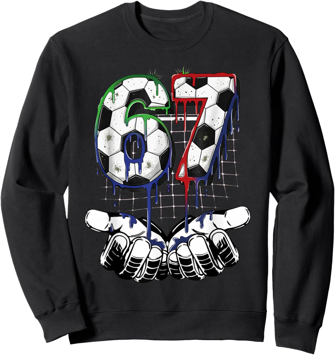 Soccer Ice Cream Drip Number 67 Boys Soccer Player 67 Sports Sweatshirt - Sweatshirt | Black