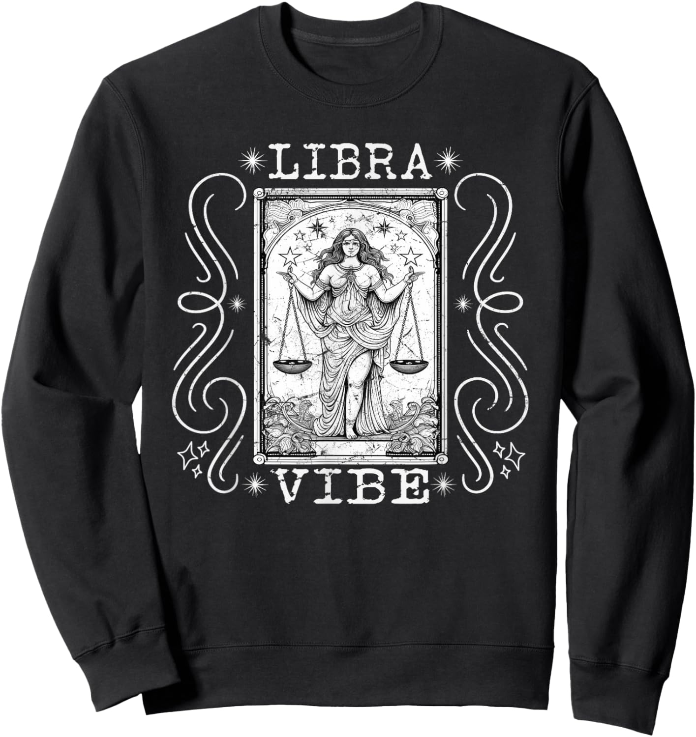 Libra Vibe, Tarot Card Graphic Libra Gifts , Small, Black Sweatshirt - Sweatshirt | Black