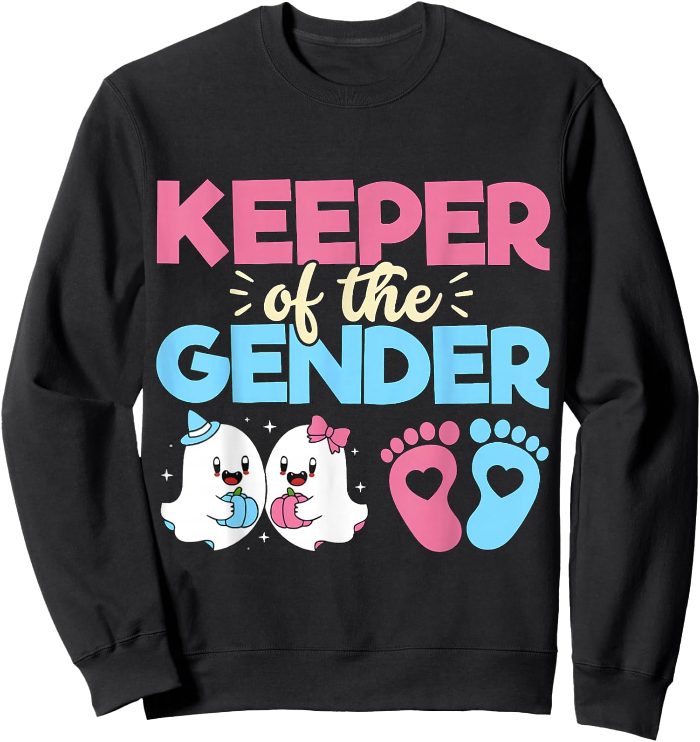 Keeper of The Gender Pumpkin Halloween Baby Gender Reveal Sweatshirt - Sweatshirt | Black