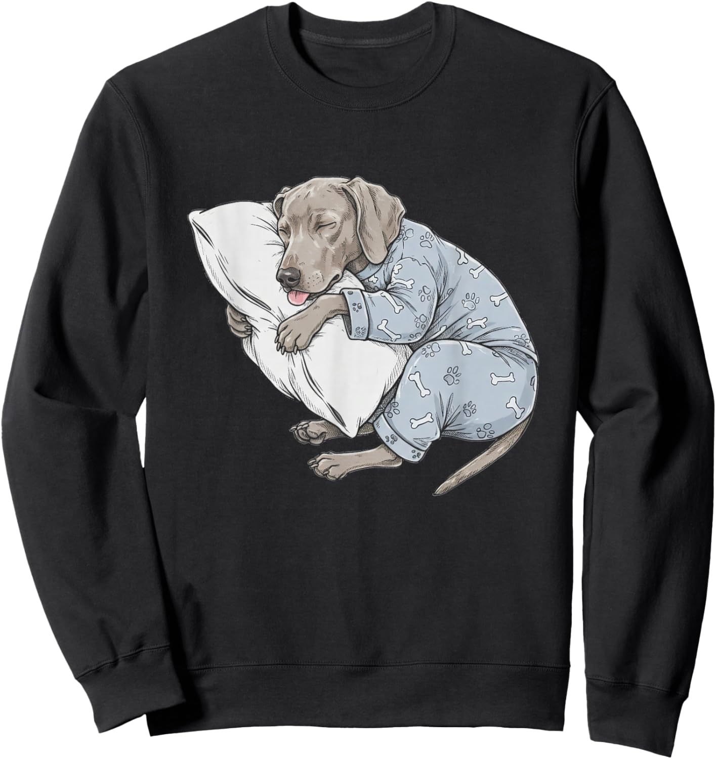 Funny Sleepy Weimaraner Pajama Men Women Kids Sweatshirt - Sweatshirt | Black