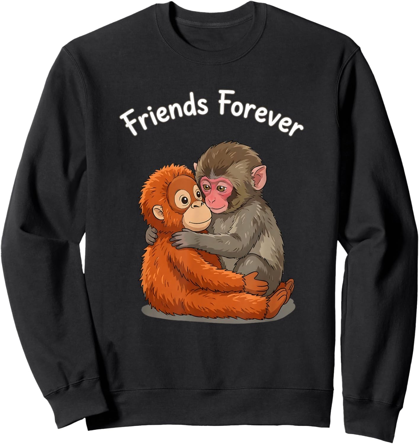 Baby Monkey Punch & Orangutan Friends Forever Sweatshirt - Sweatshirt | Black