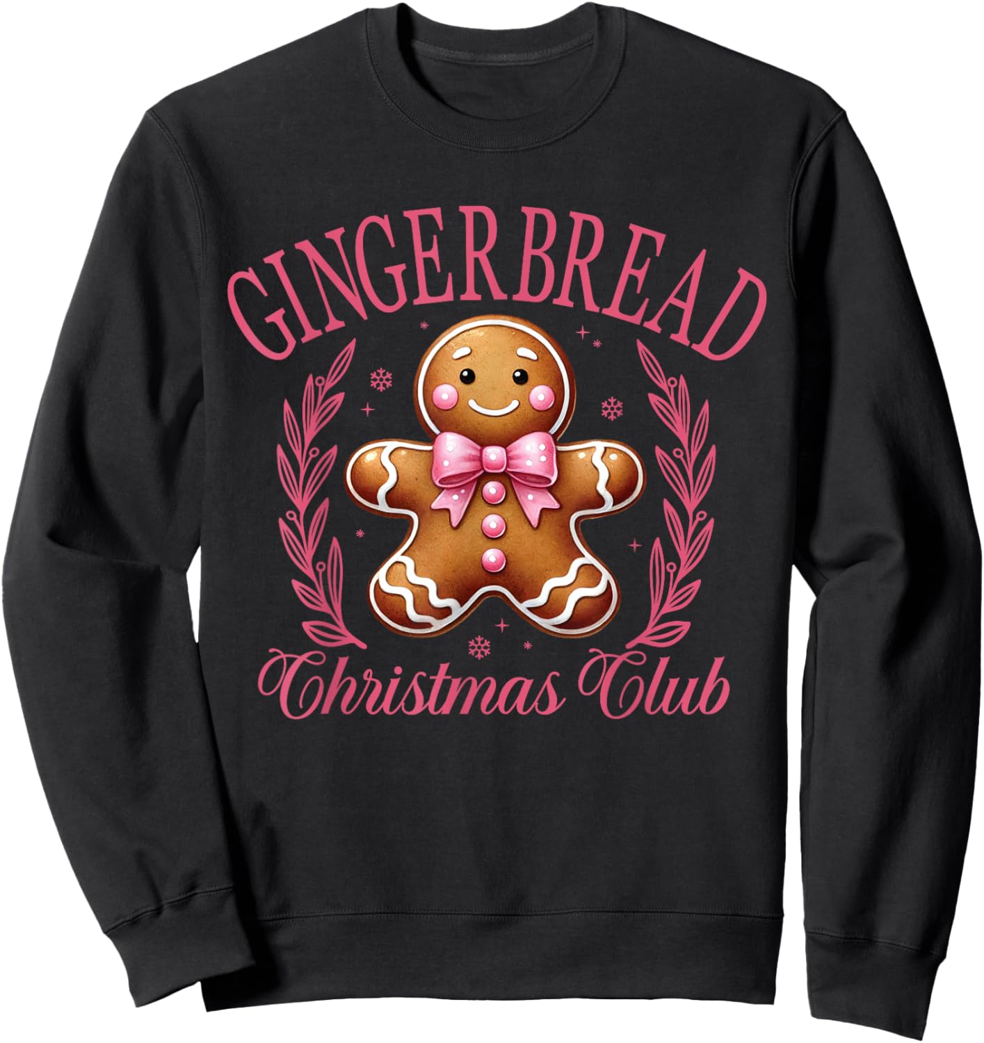 Coquette Bow Pink Gingerbread Christmas Girl Women Xmas Sweatshirt - Sweatshirt | Black