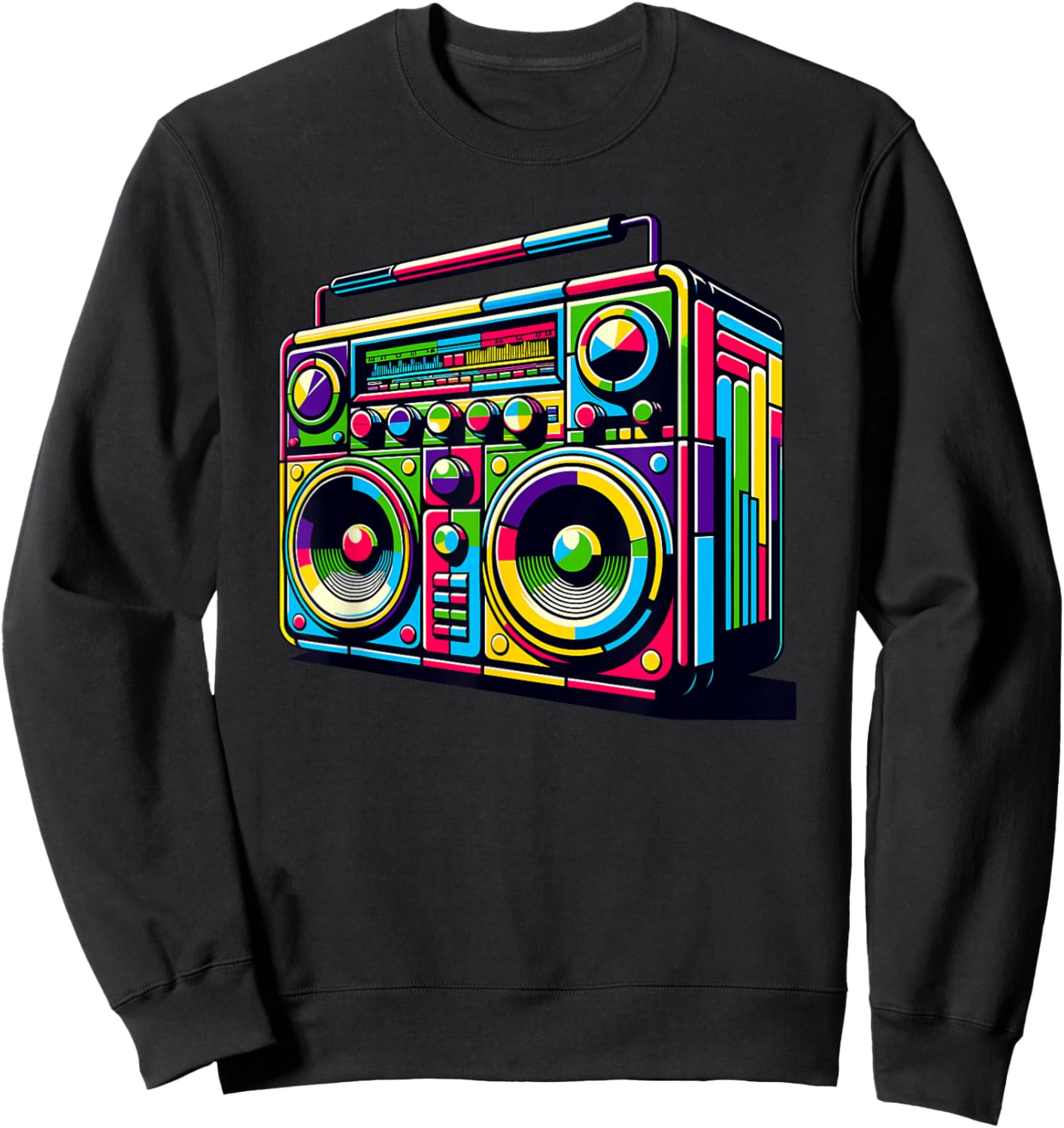 Boombox Old School 80s Music Hip Hop Sweatshirt - Sweatshirt | Black