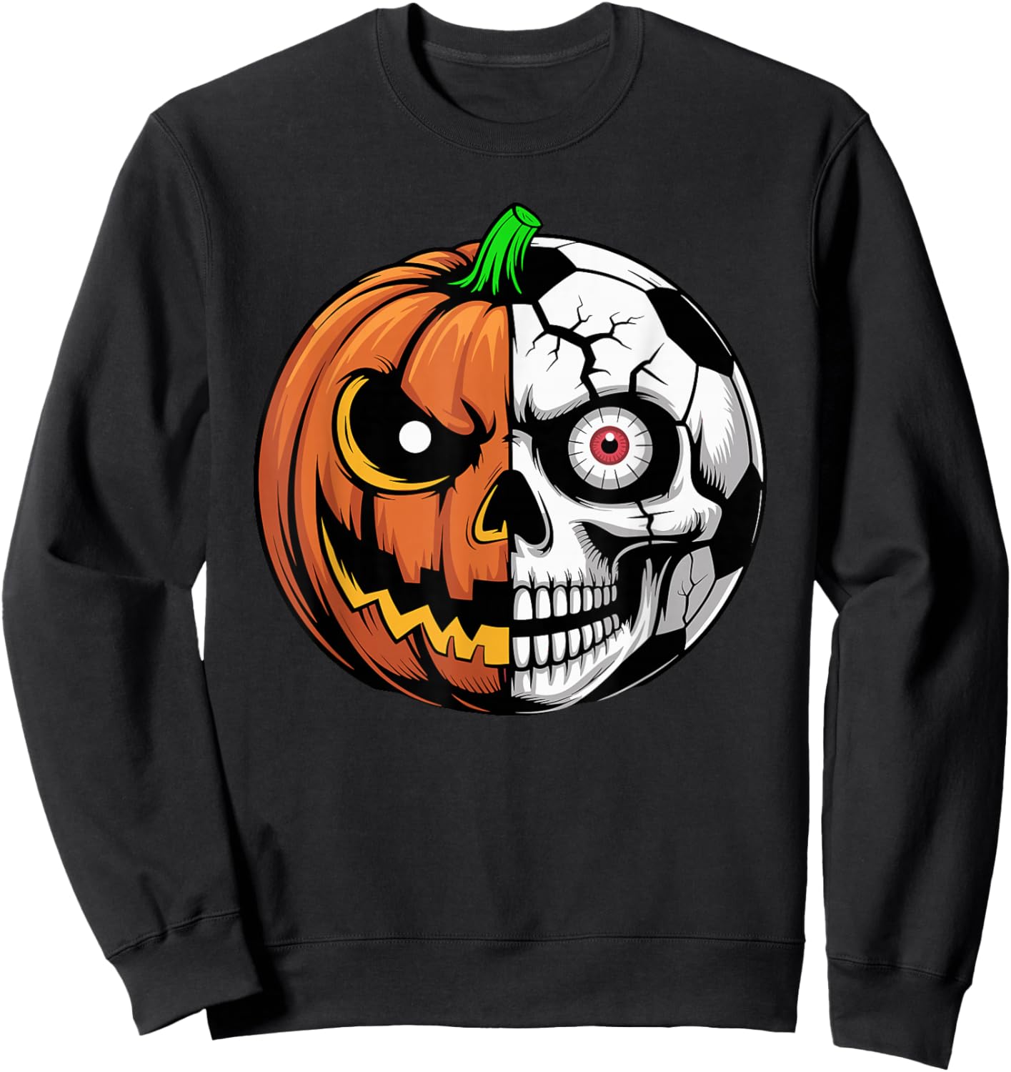 Soccer Ball Pumpkin Skull Halloween Football Player Sport Sweatshirt - Sweatshirt | Black