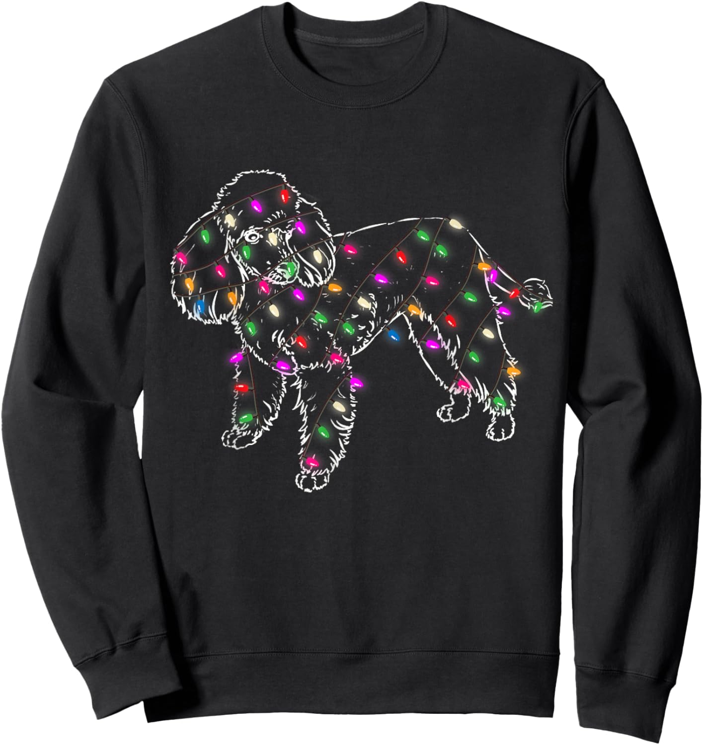 Funny Poodle Dogs Light Christmas Pet Animal Dog Gifts Men Women Kids Sweatshirt - Sweatshirt | Black