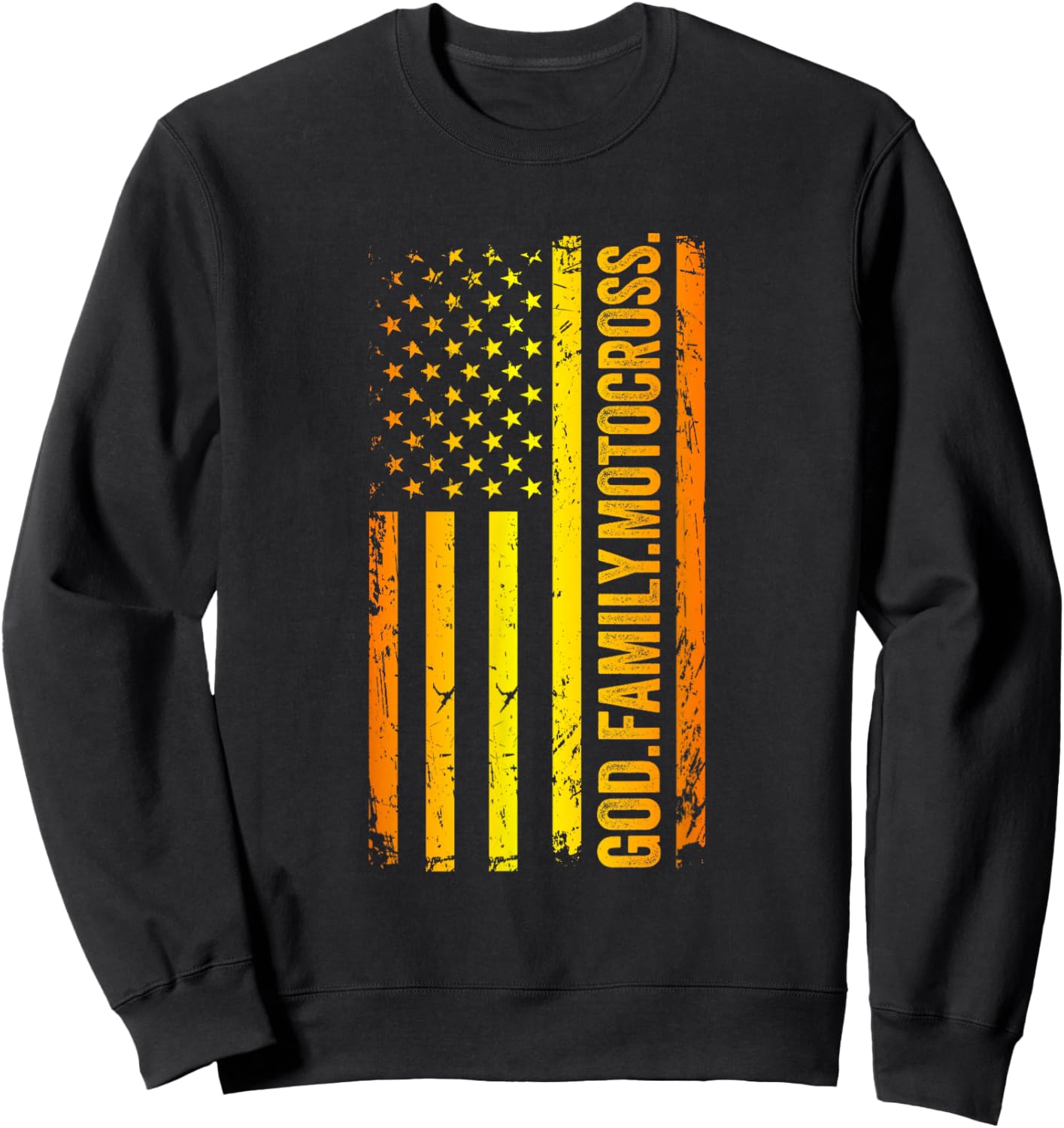 God Family Motocross US American Flag Father's Day Dad Sweatshirt - Sweatshirt | Black