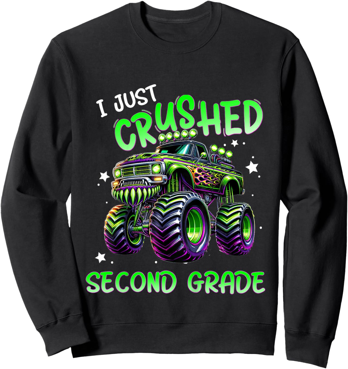 Kids I Just Crushed Second Grade Monster Truck Last Day of School Sweatshirt - Sweatshirt | Black