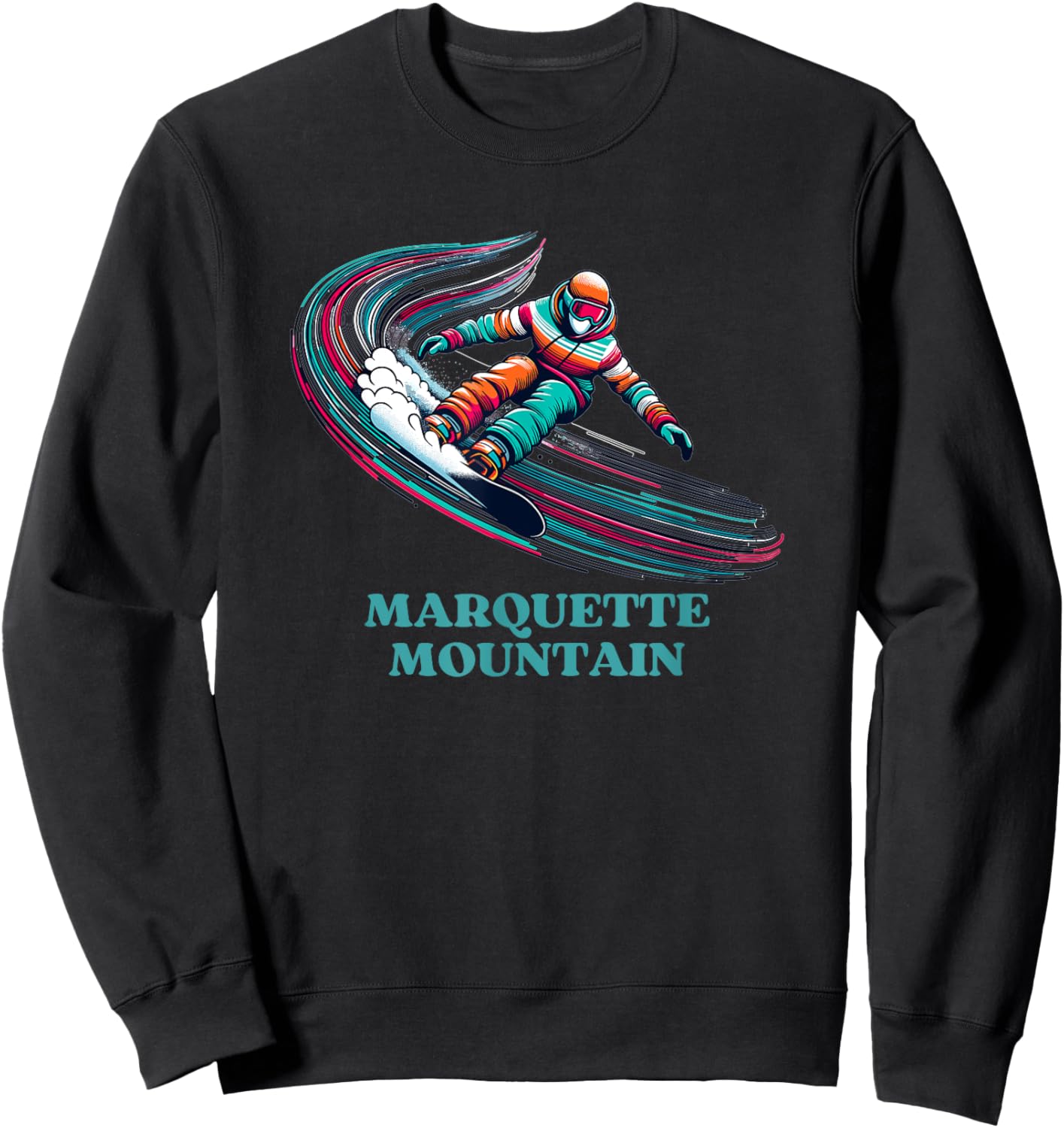 Marquette Mountain Michigan Snowboarding Snowboarder Sweatshirt - Sweatshirt | Black