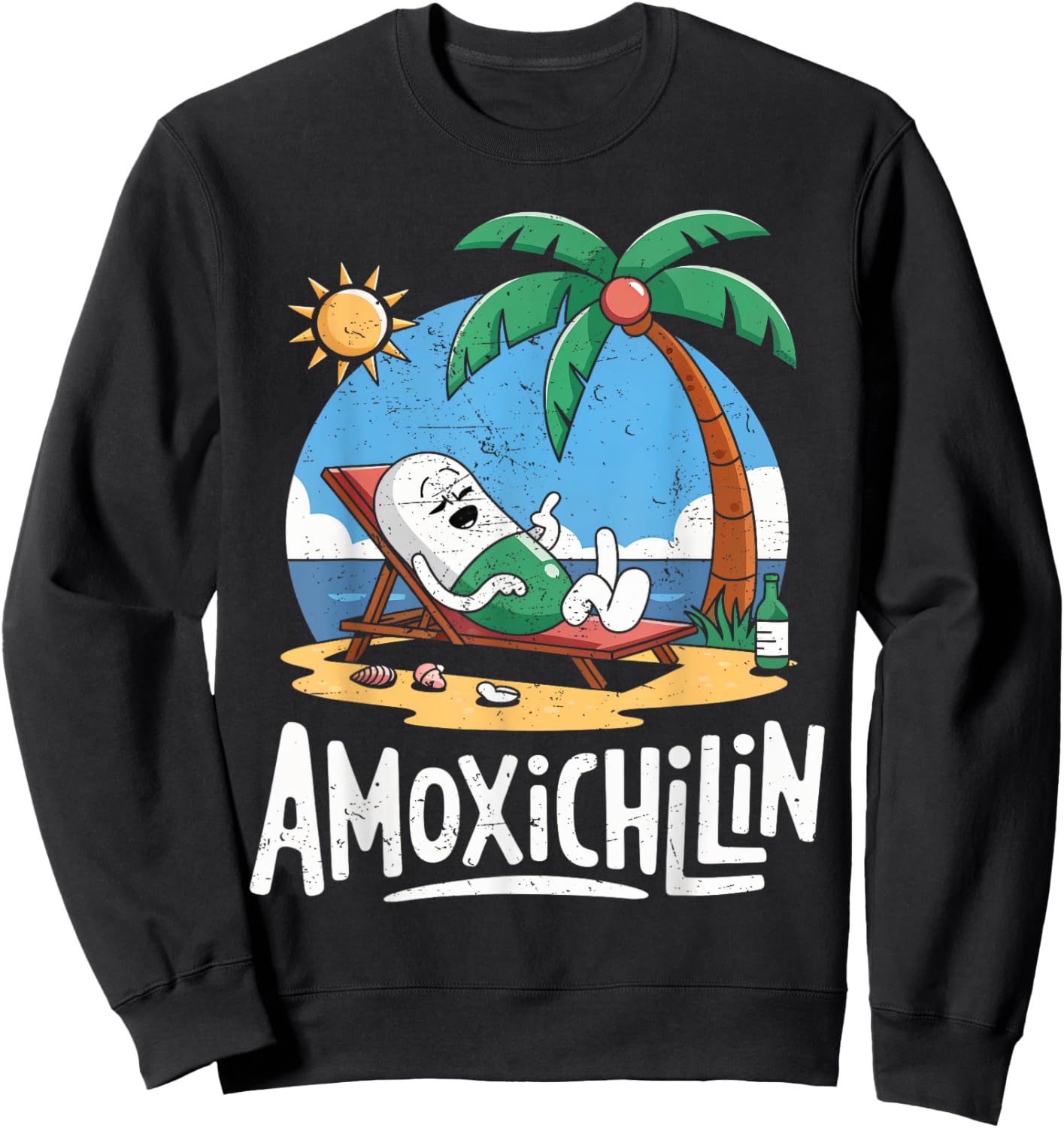 Amoxichillin Funny Pill Beach Vacation Pharmacy Technician Sweatshirt - Sweatshirt | Black