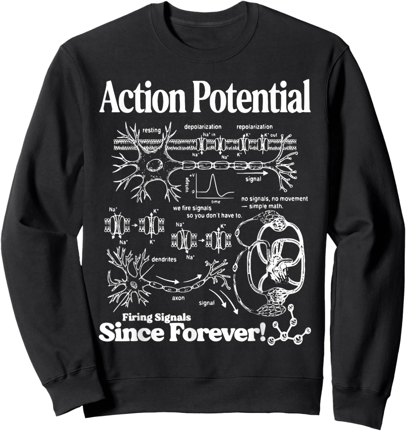 Action Potential Neuroscience Brain Science STEM Teacher Sweatshirt - Sweatshirt | Black