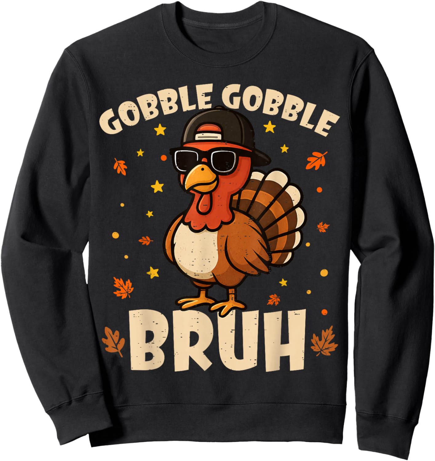 Bruh Funny Thanksgiving Turkey Gobble Shirt Boys Girls Kids Sweatshirt - Sweatshirt | Black