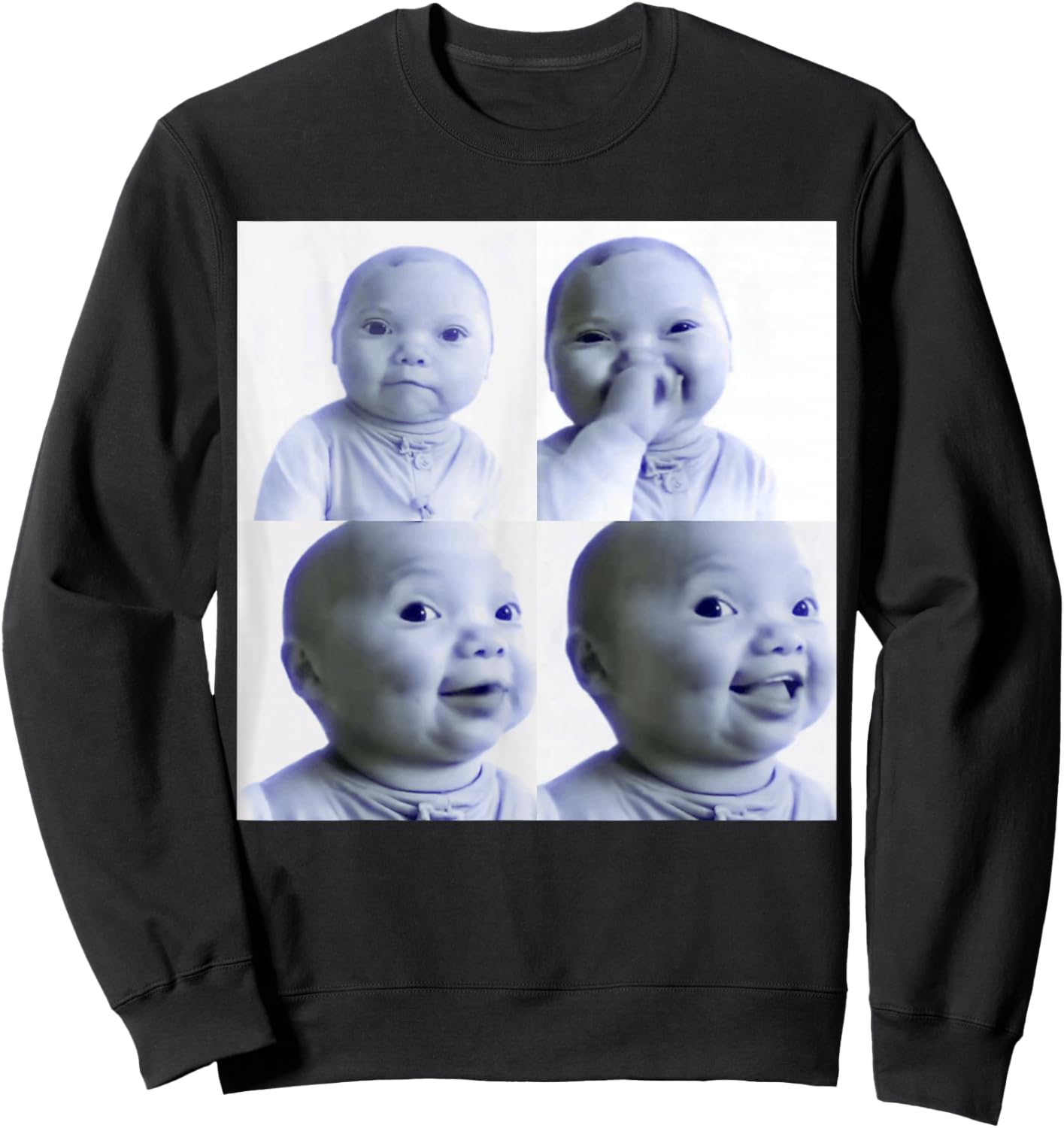 Funny AI Baby Meme Laughing Baby Brainrot Sweatshirt - Sweatshirt | Black