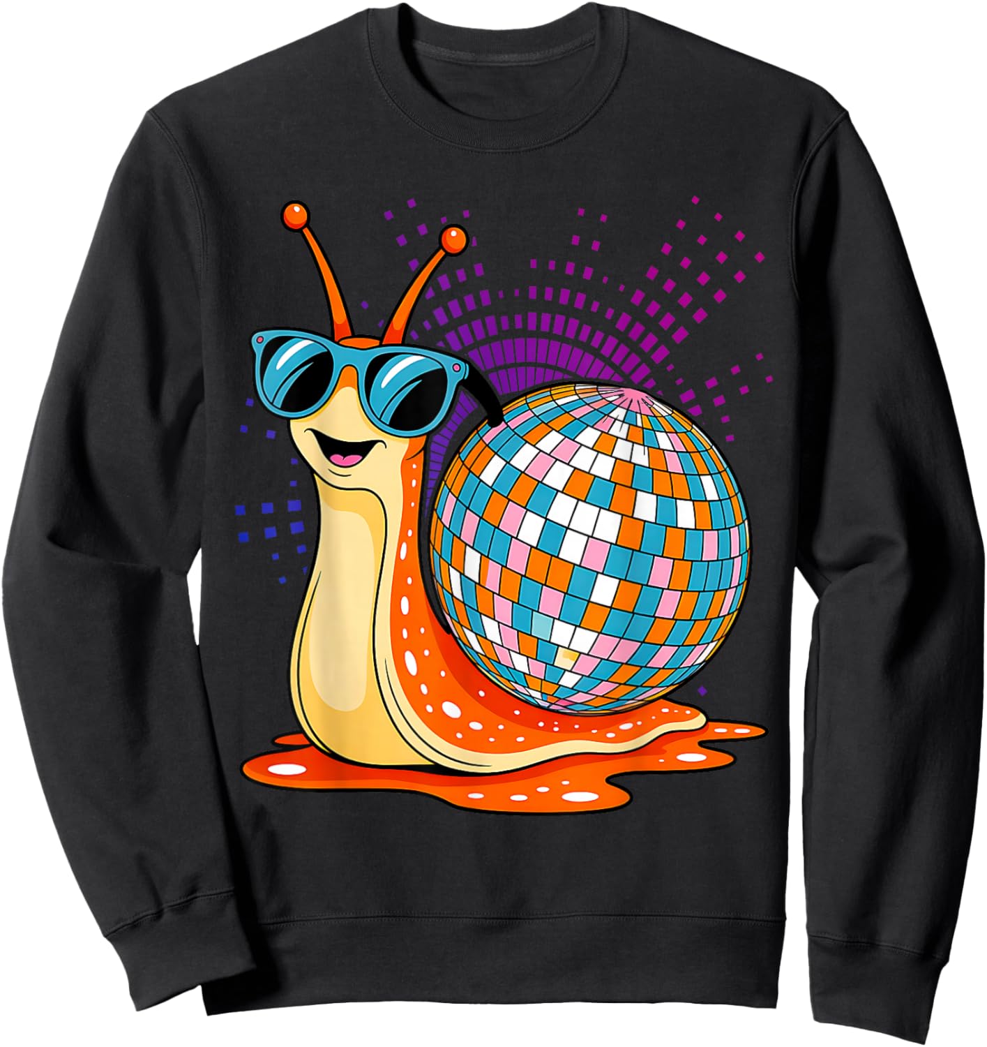 Disco Snail Funny Retro Cool Party Sweatshirt - Sweatshirt | Black