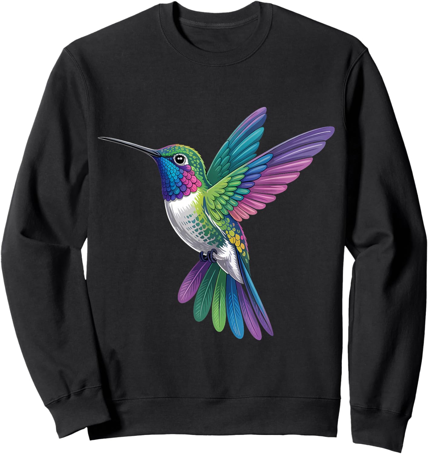 Hummingbird Lover Portrait Artwork Tropical Animal Art Sweatshirt - Sweatshirt | Black