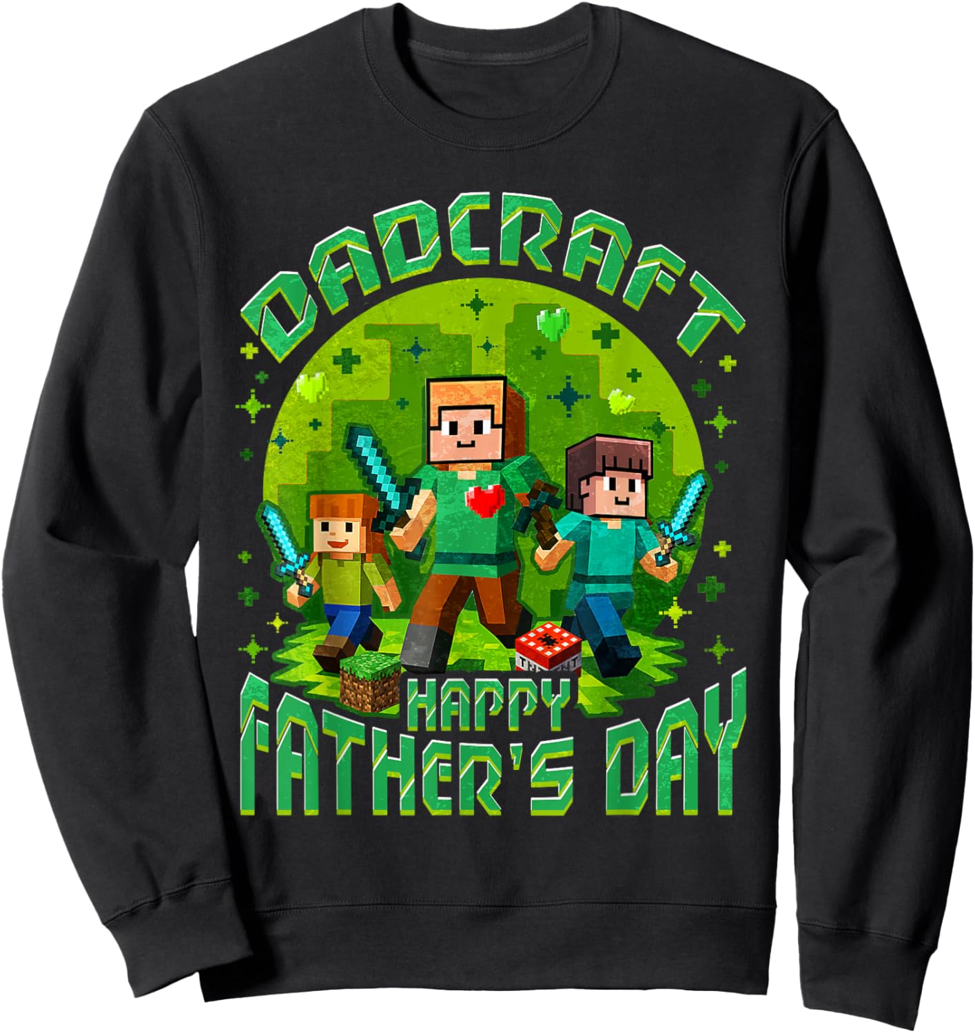 Dad Pixel Gaming Funny Father's Day Sweatshirt - Sweatshirt | Black