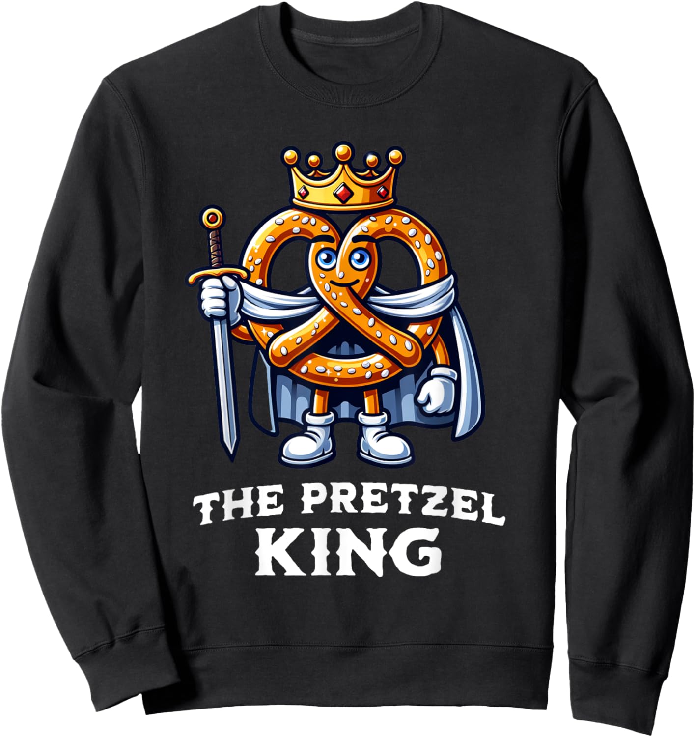Pretzel King Funny Pretzel Lover Illustration Sweatshirt - Sweatshirt | Black