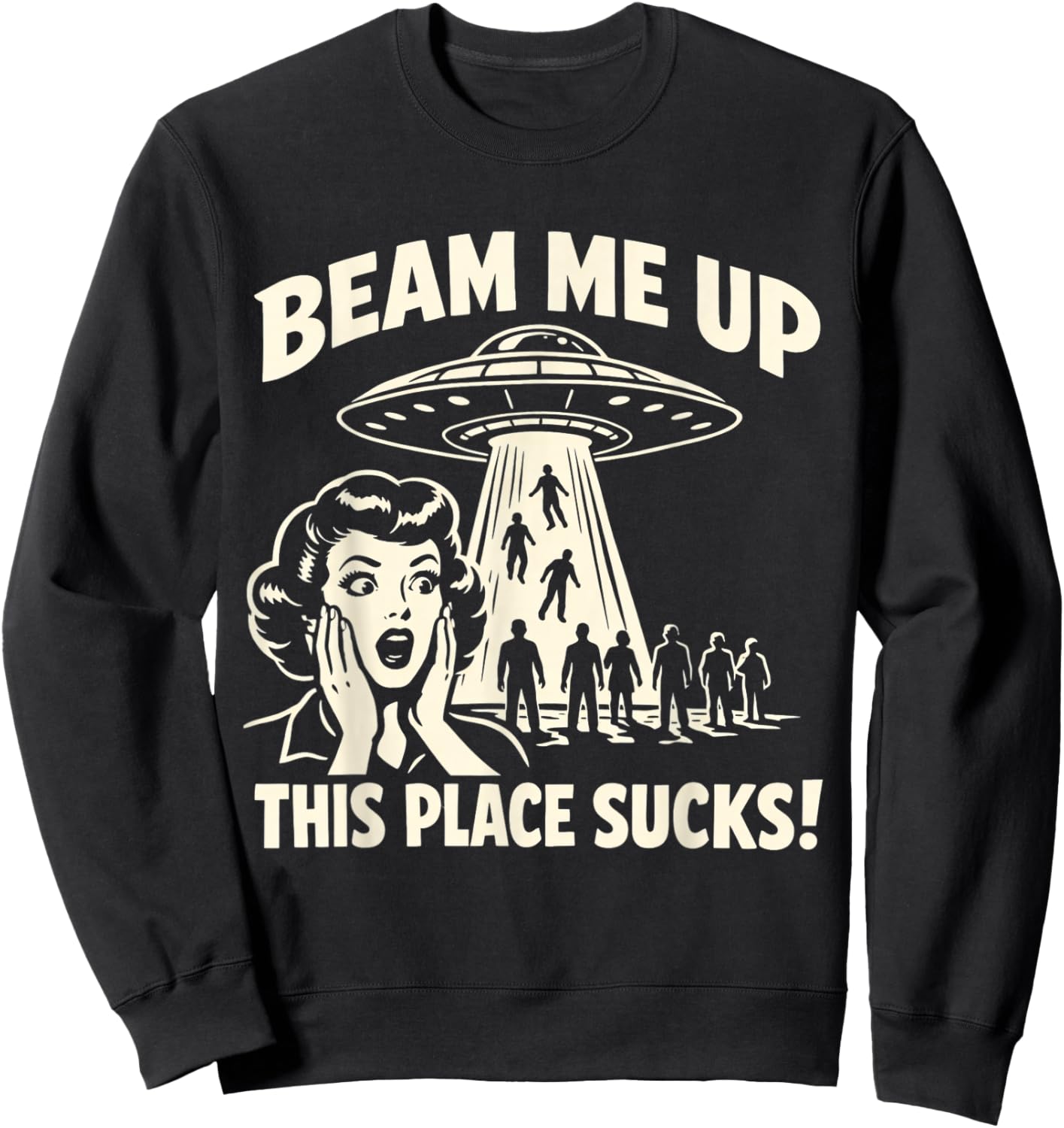 Retro Spaceship Sweatshirt - Sweatshirt | Black