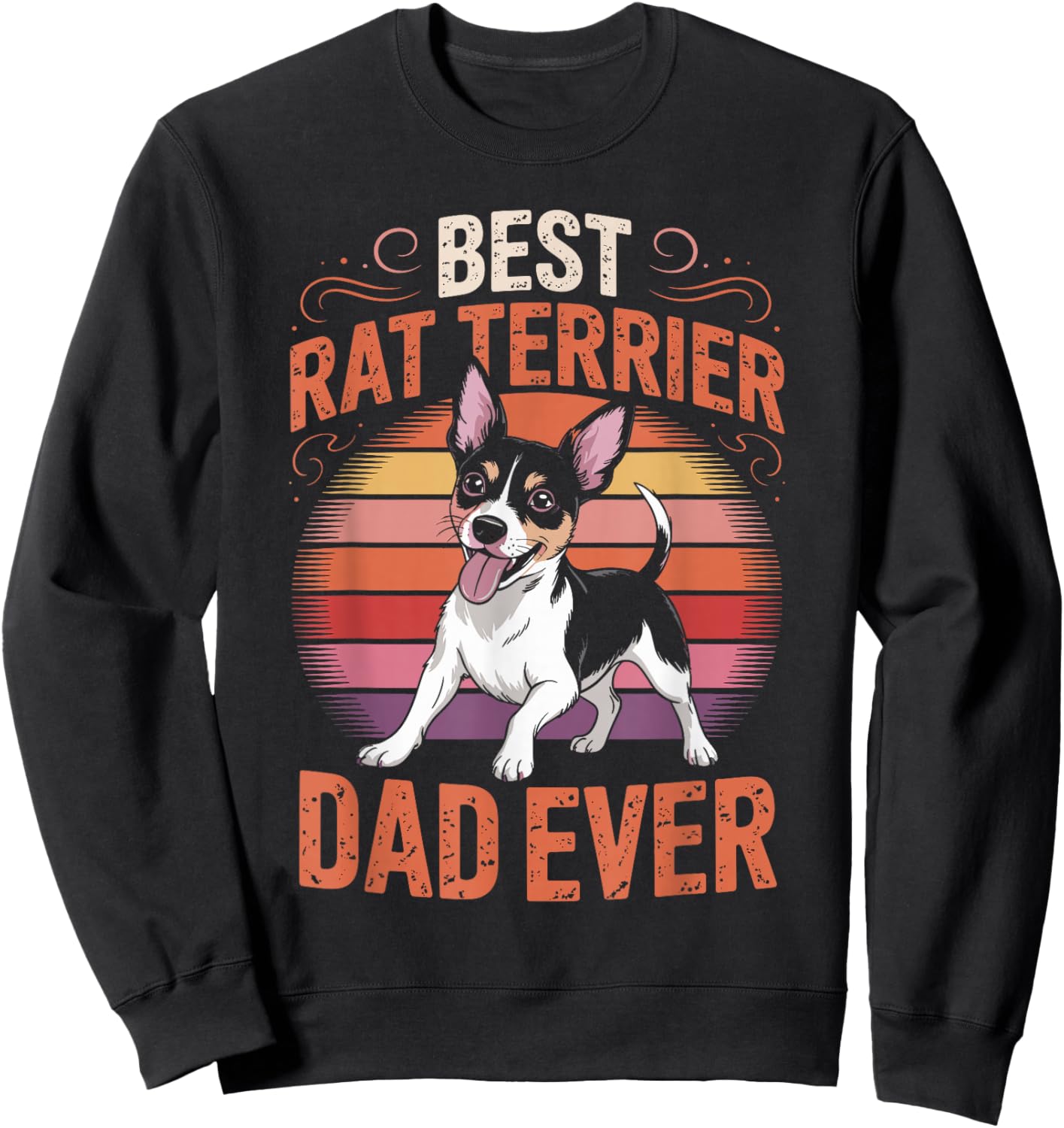 Best Rat Terrier Dad Ever Retro Dog Design Sweatshirt - Sweatshirt | Black