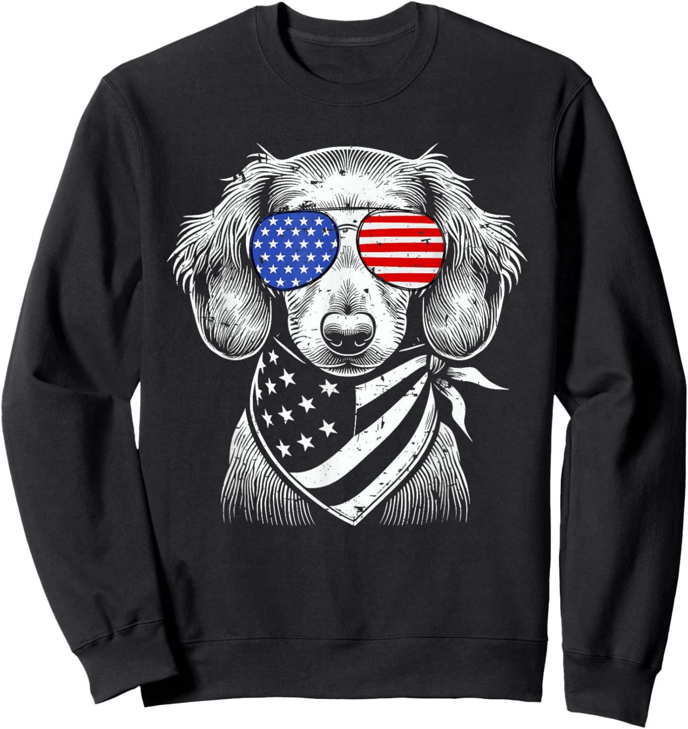 Dachshund Wiener Dog Patriotic 4th of July American US Flag Sweatshirt - Sweatshirt | Black