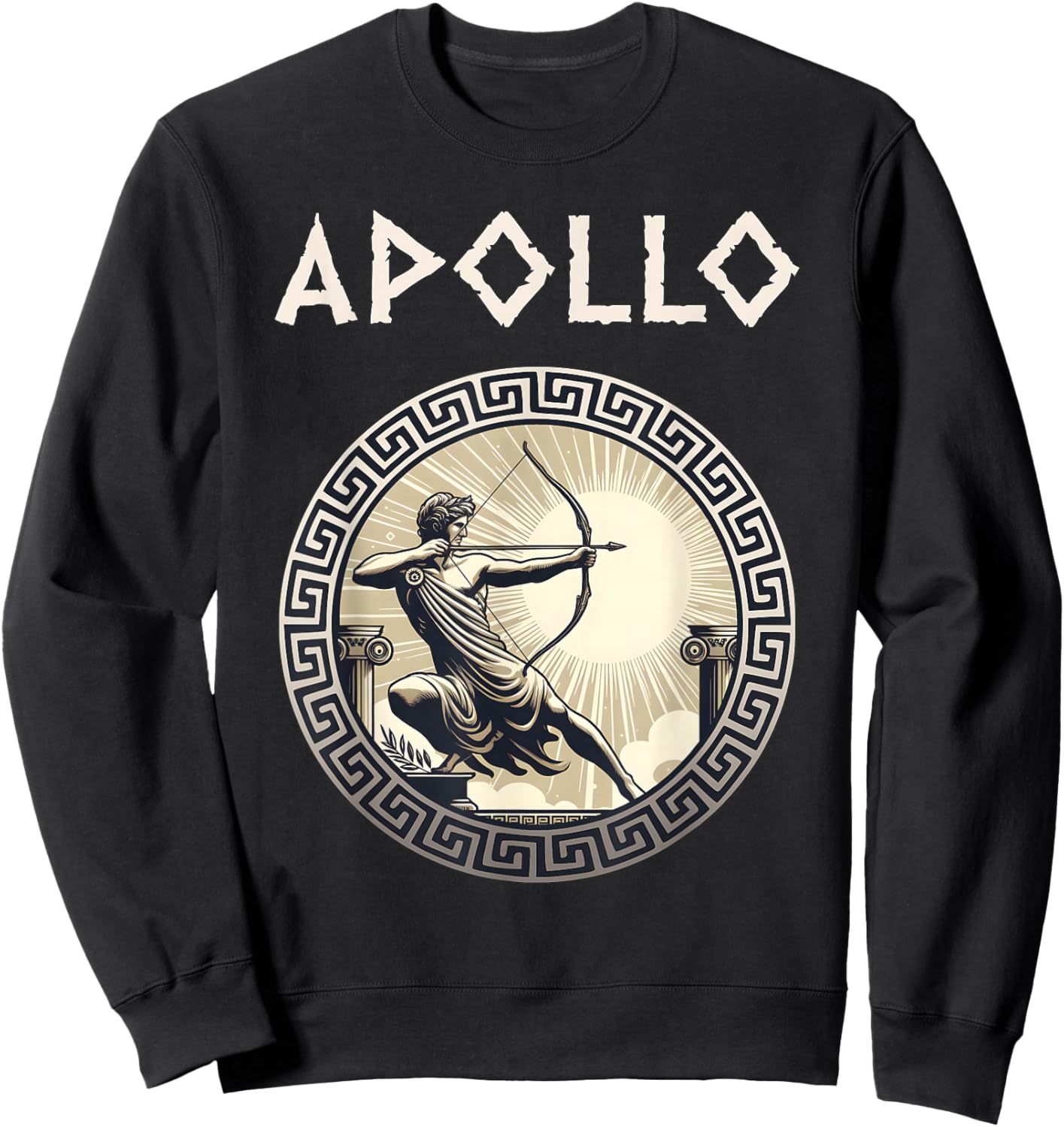 Agema Apparel Apollo Greek God of Archery Music and Light , Small, Black Sweatshirt - Sweatshirt | Black