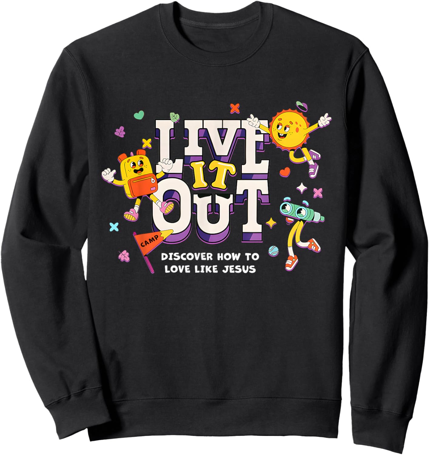 Live It Out Love Like Jesus VBS 2025 Christian Camping Sweatshirt - Sweatshirt | Black