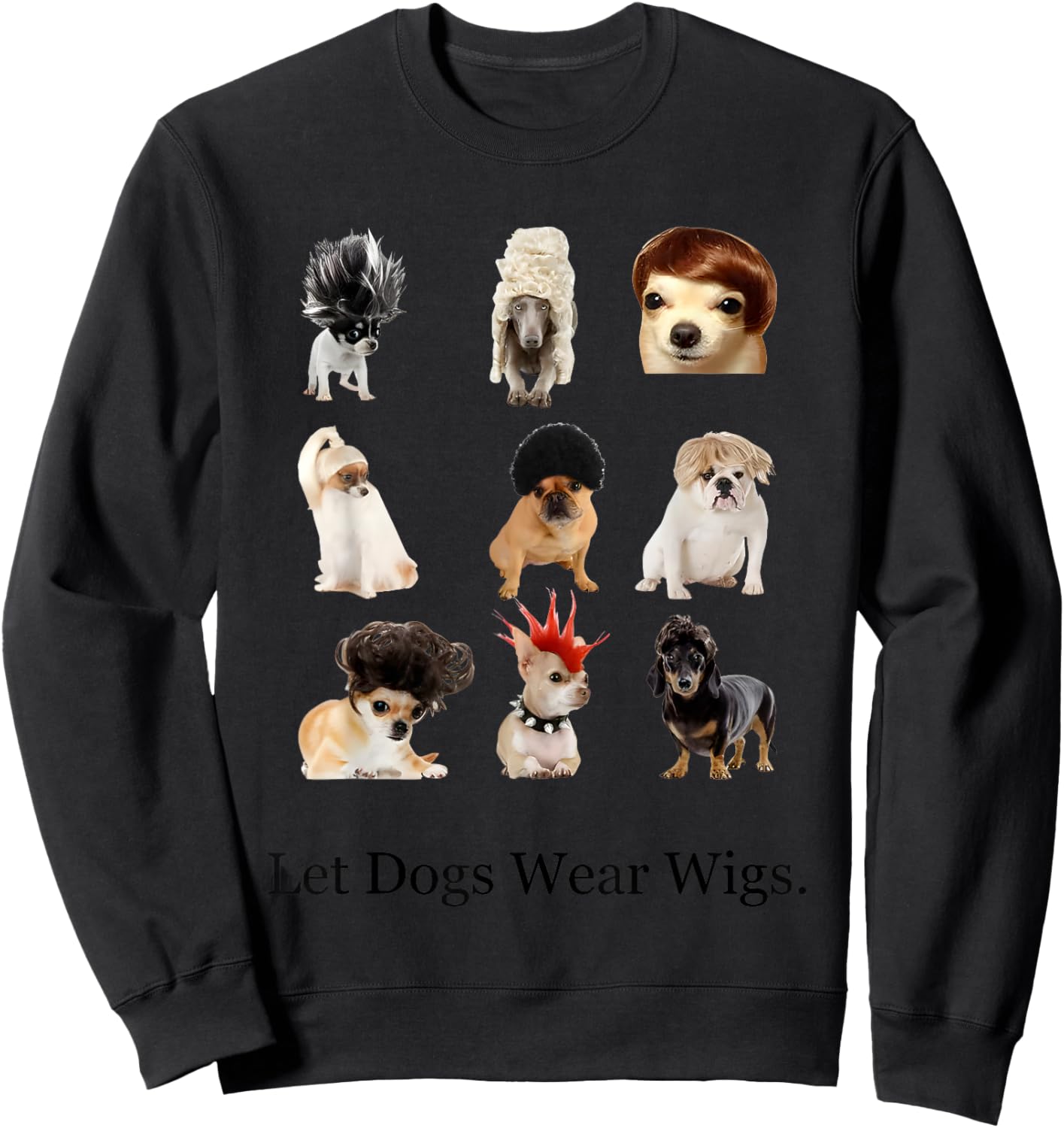 Let Dogs Wear Wigs Funny Women Sweatshirt - Sweatshirt | Black