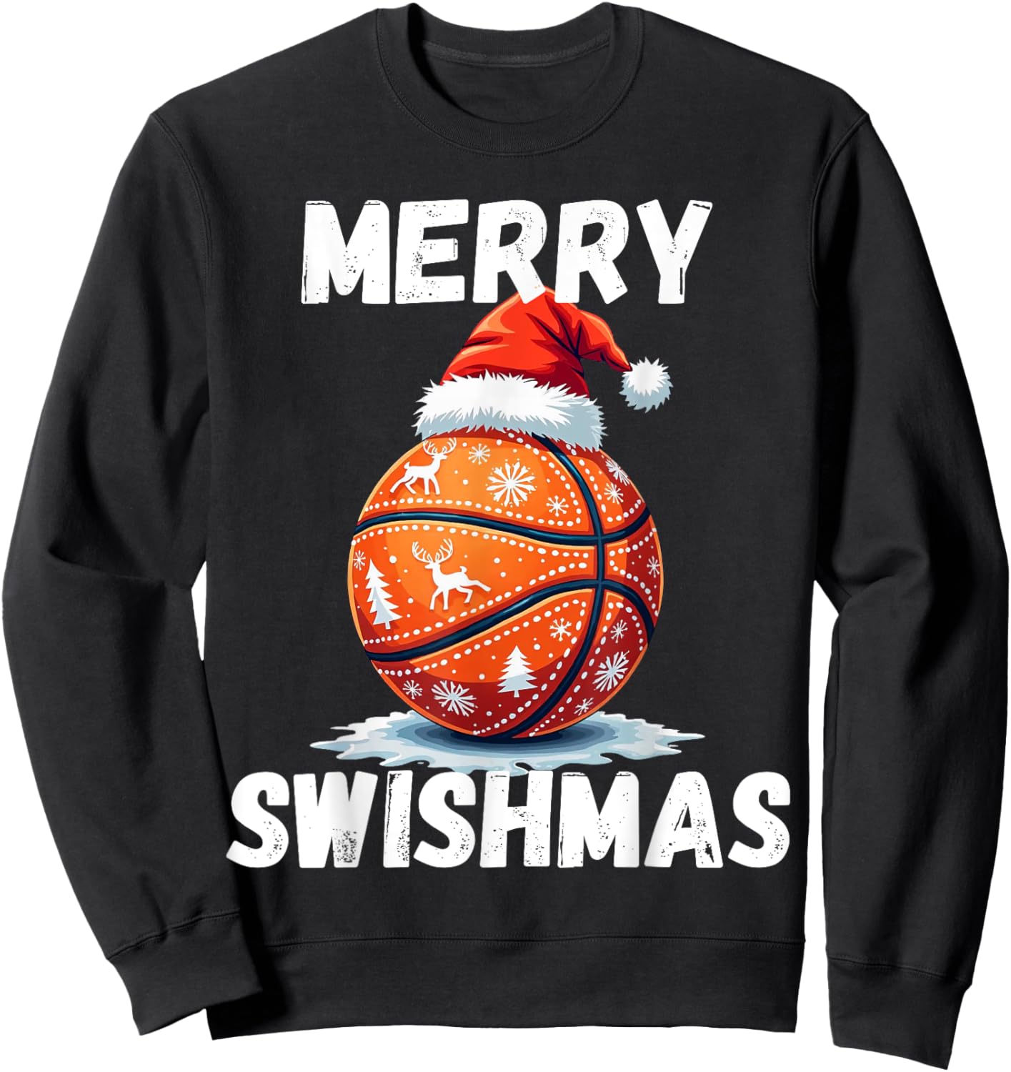 Merry Swishmas Basketball Cool Christmas Xmas Men Boys Kids Sweatshirt - Sweatshirt | Black