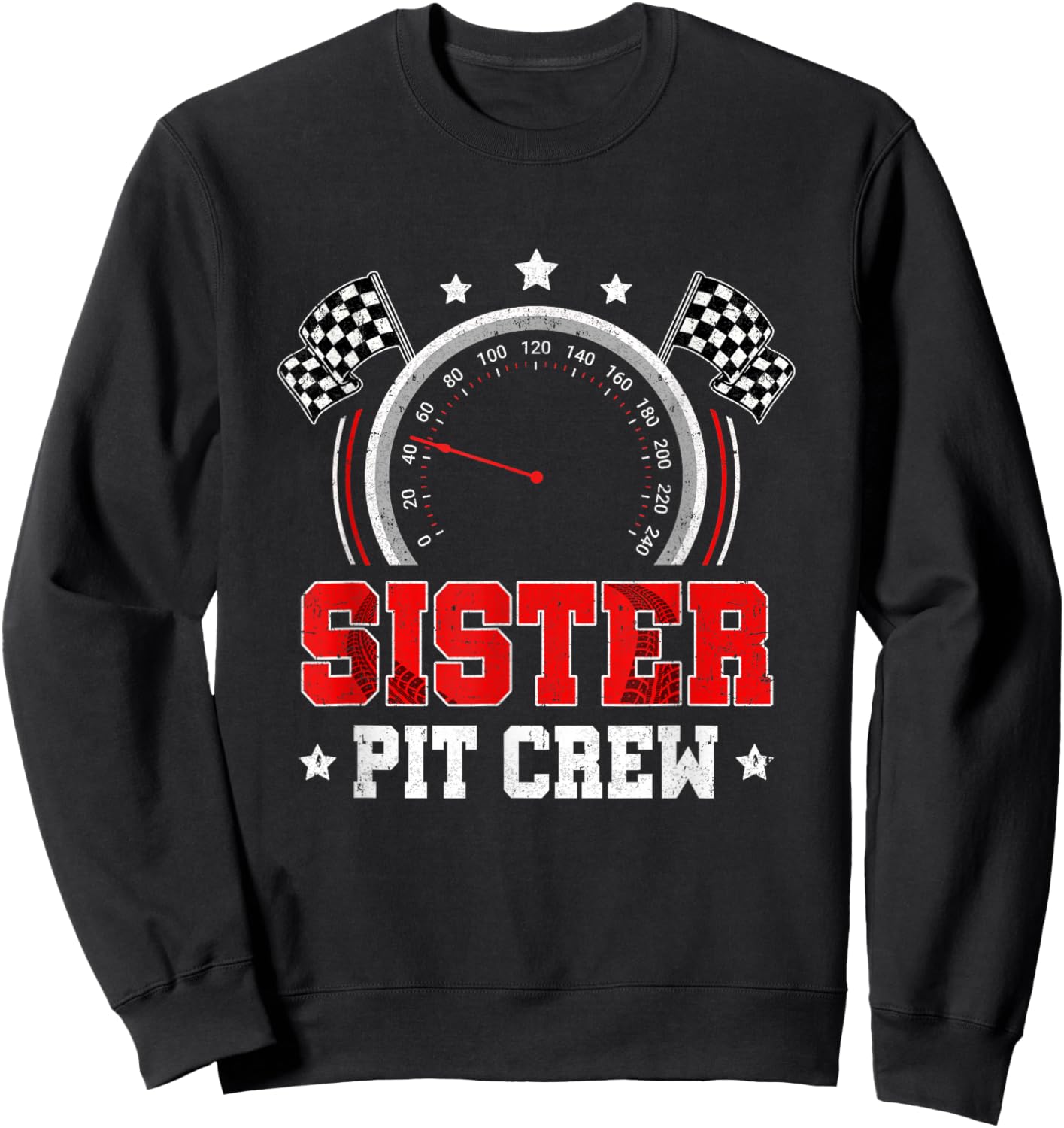 Sister Pit Crew Race Car Birthday Party Racing Family Sweatshirt - Sweatshirt | Black
