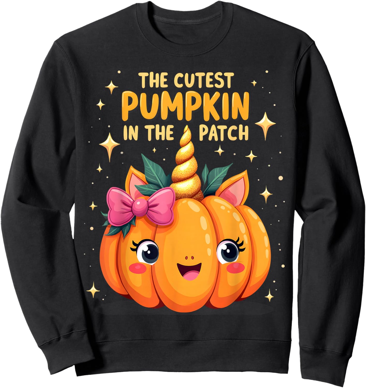 The Cutest Pumpkin In The Patch Halloween Pumpkin Kids Sweatshirt - Sweatshirt | Black